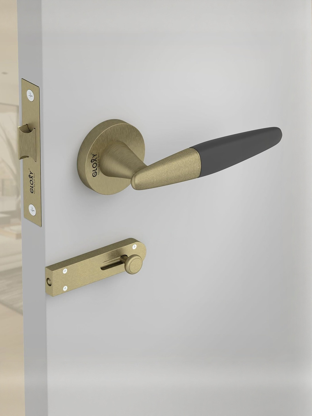 GLOXY Brown & Black Zinc Modern Door Lock Set