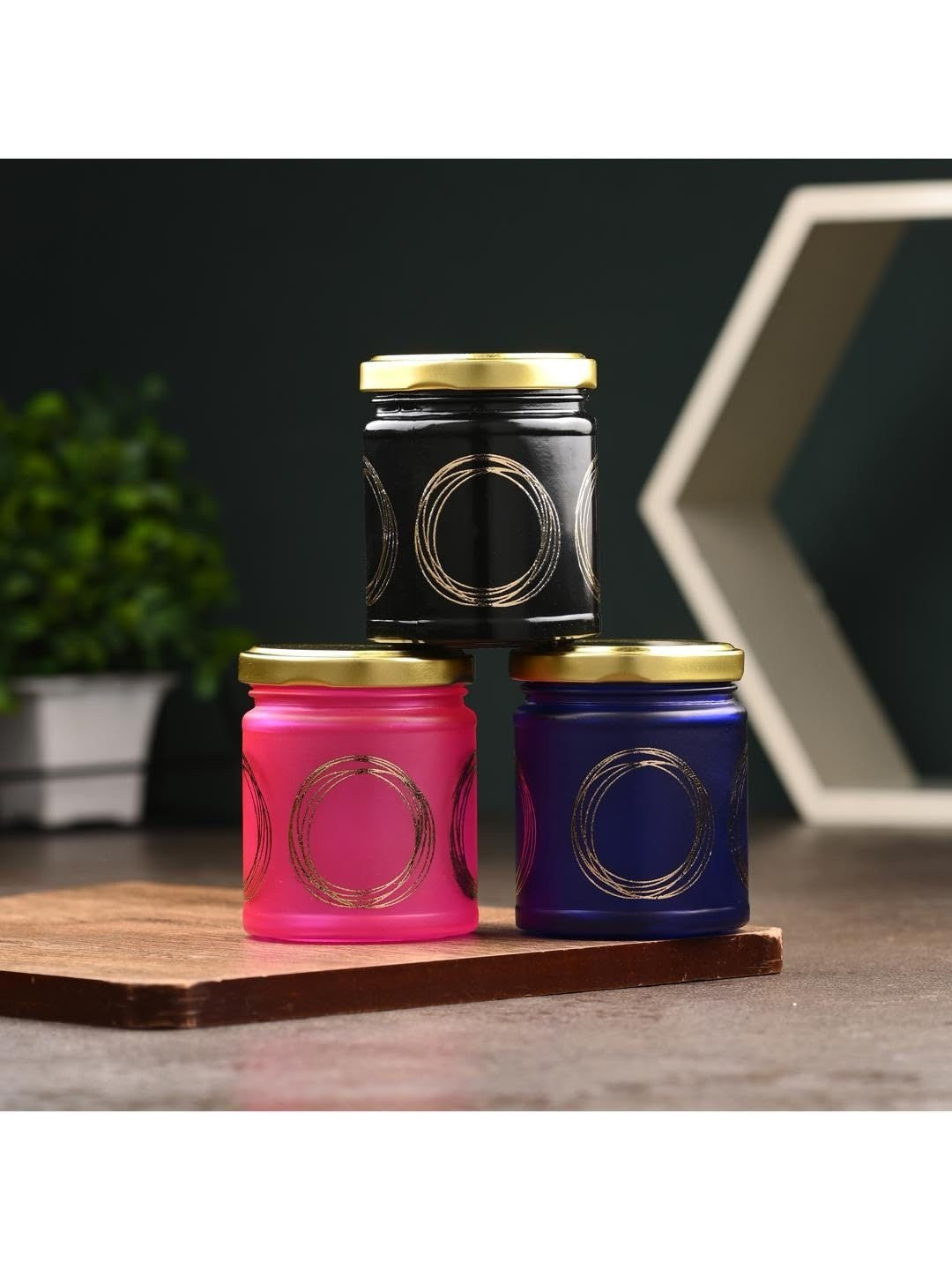 1ST TIME Black & Pink 4 Pieces Glass Dishwasher Safe Jar Containers-1 L Each