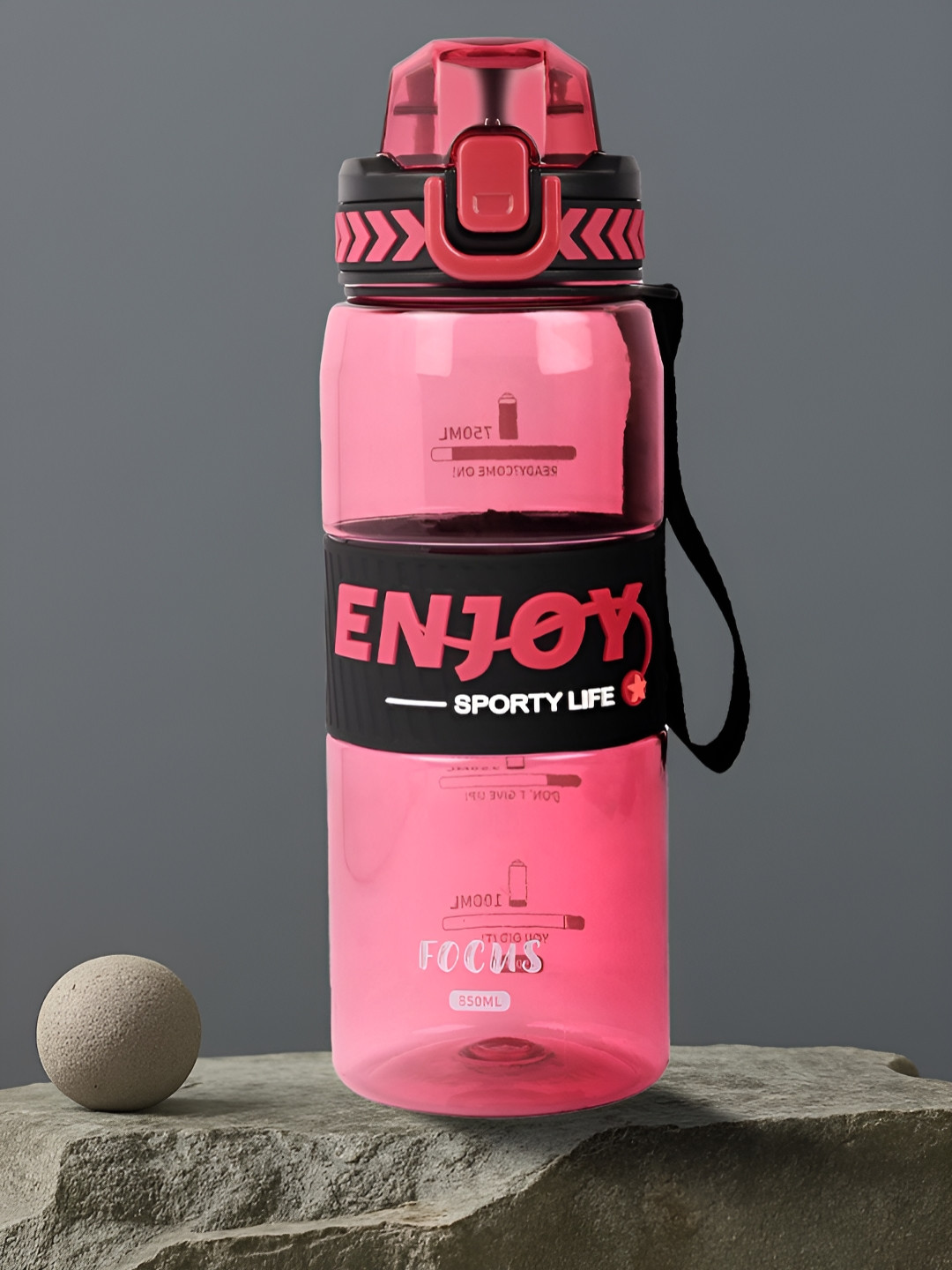 SAGEWARE Pink And Black Typography Printed Fridge Safe Sipper-750 ML
