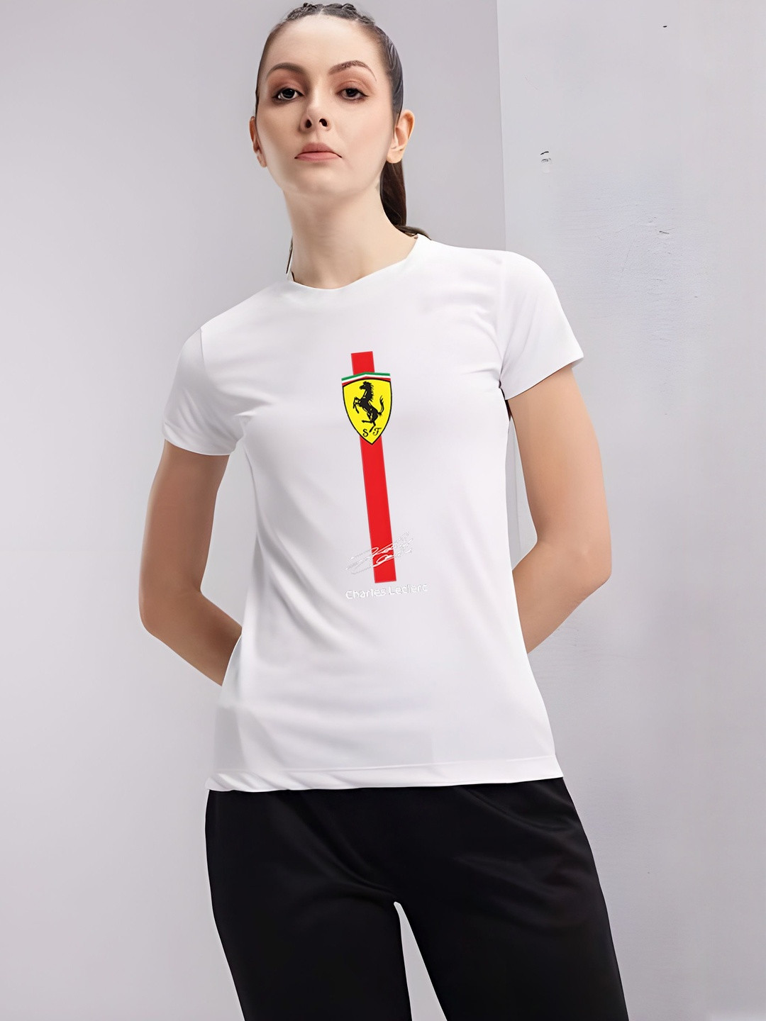 SZN Ferrari F1 Logo Printed Round Neck Casual T-shirt