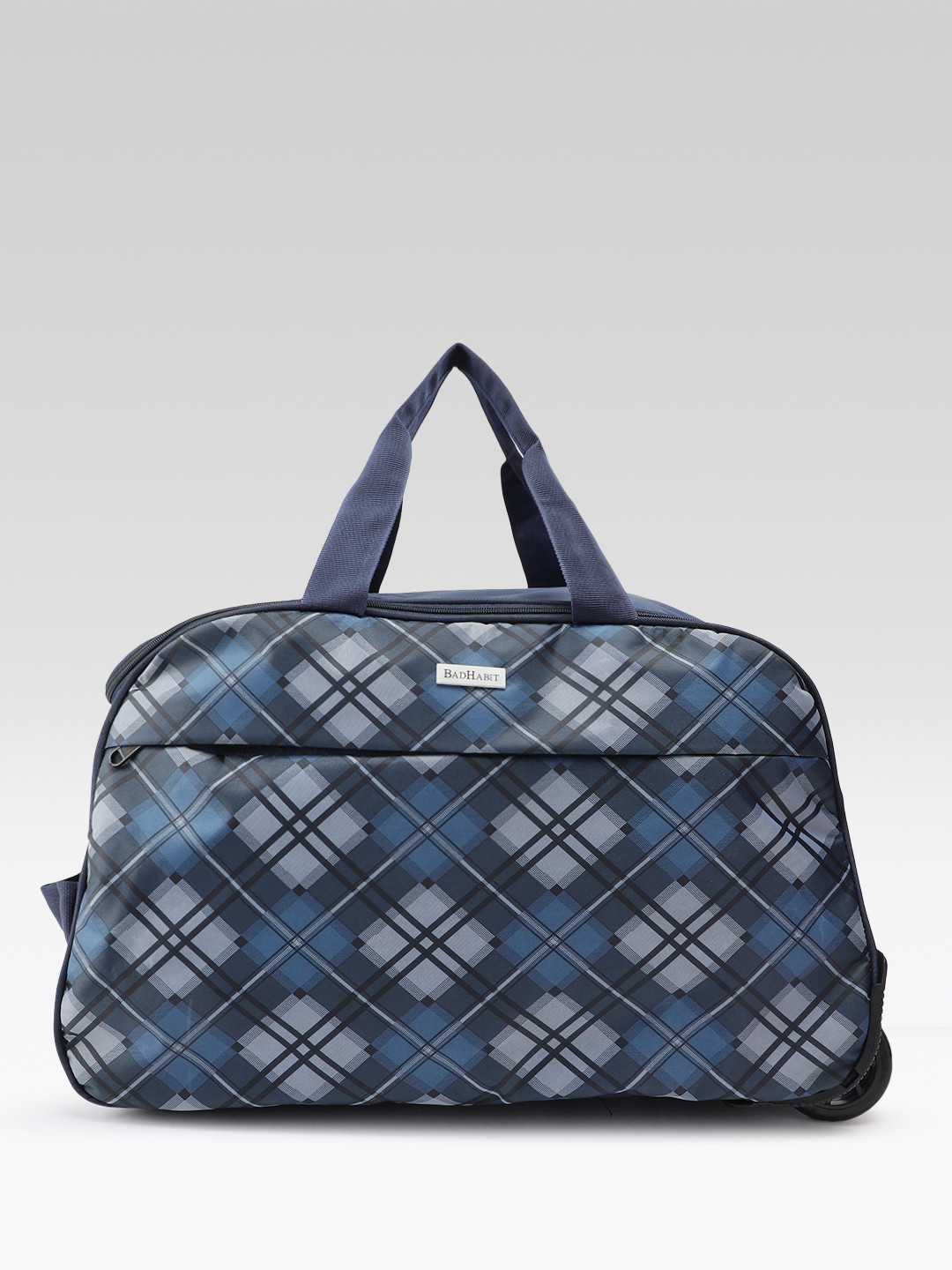 BAD HABIT Unisex Checked Medium Duffel Trolley Bag - 45.0 L