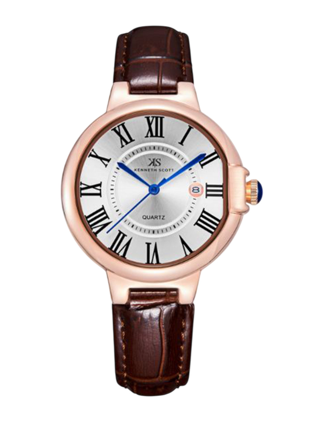 KENNETH SCOTT Women Round Dial & Leather Straps Analogue Watch K23553-RLDW