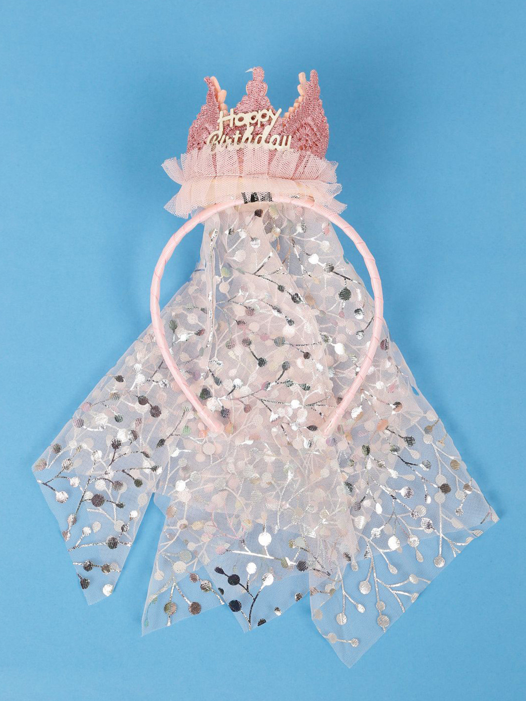 Stoln Girls Happy Birthday Crown with Net Embellished Hairband