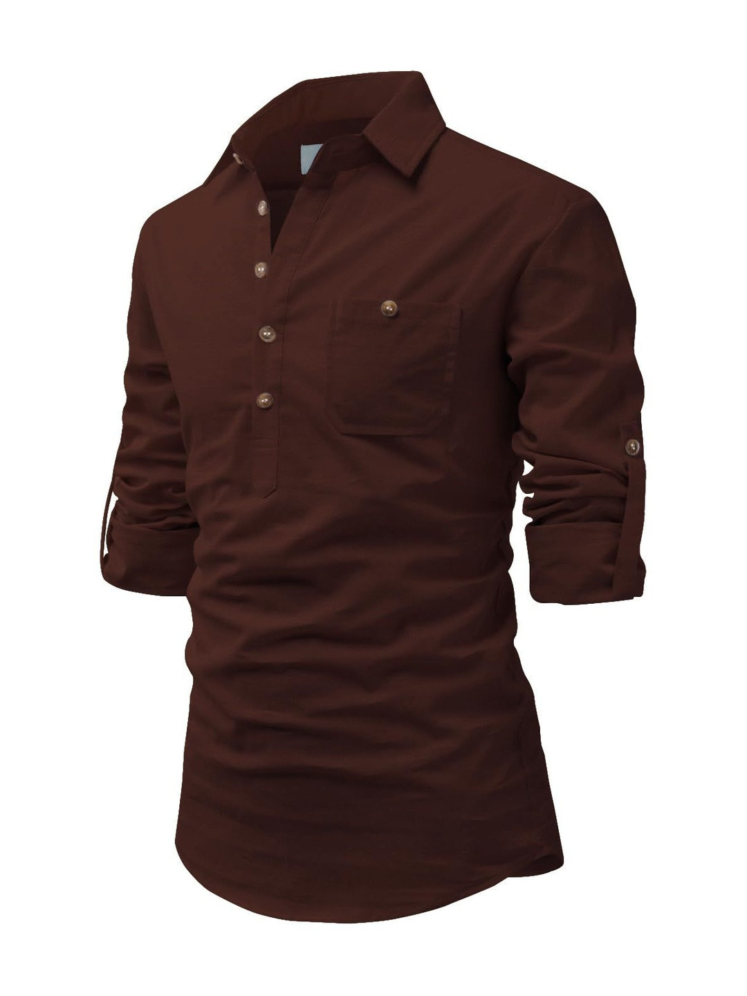 Edin Men Solid Shirt Collar Shirt Collar Kurtas