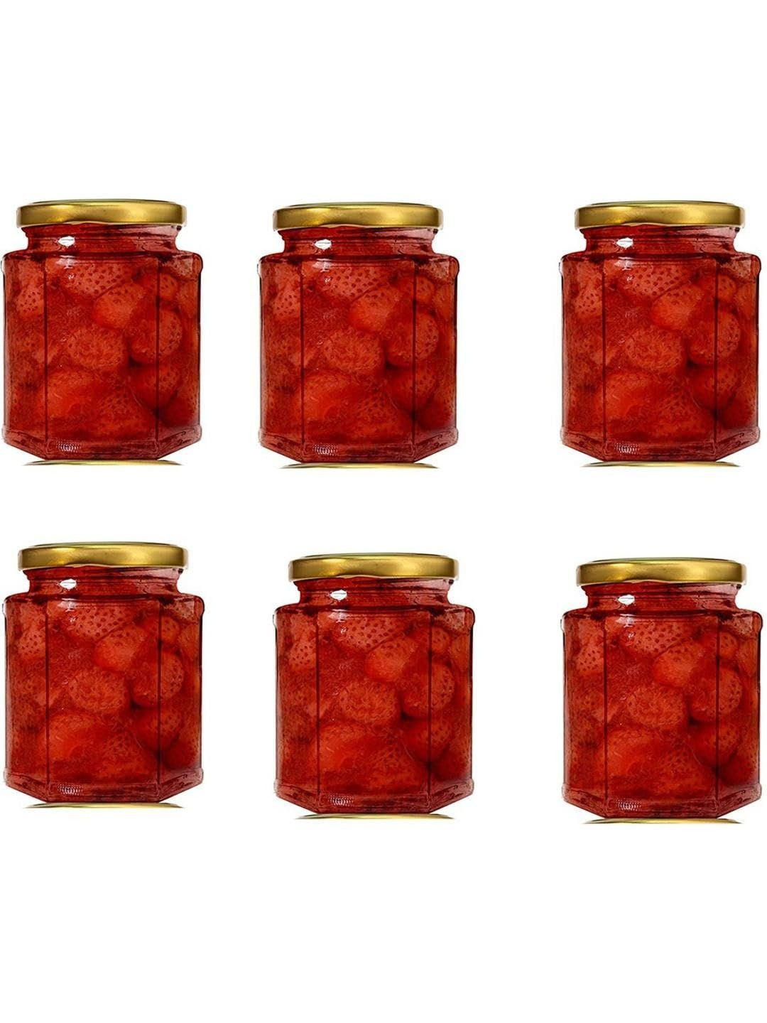 1ST TIME Set of 6 Transparent Hexagonal Shape Glass Jar