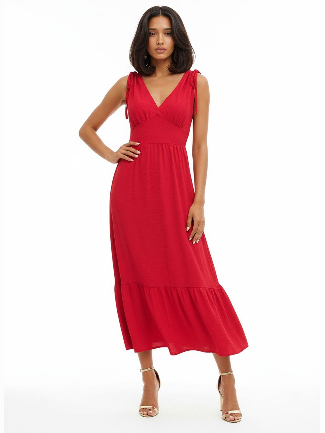 DressBerry Empire Maxi Dress with Tie-Ups Detail