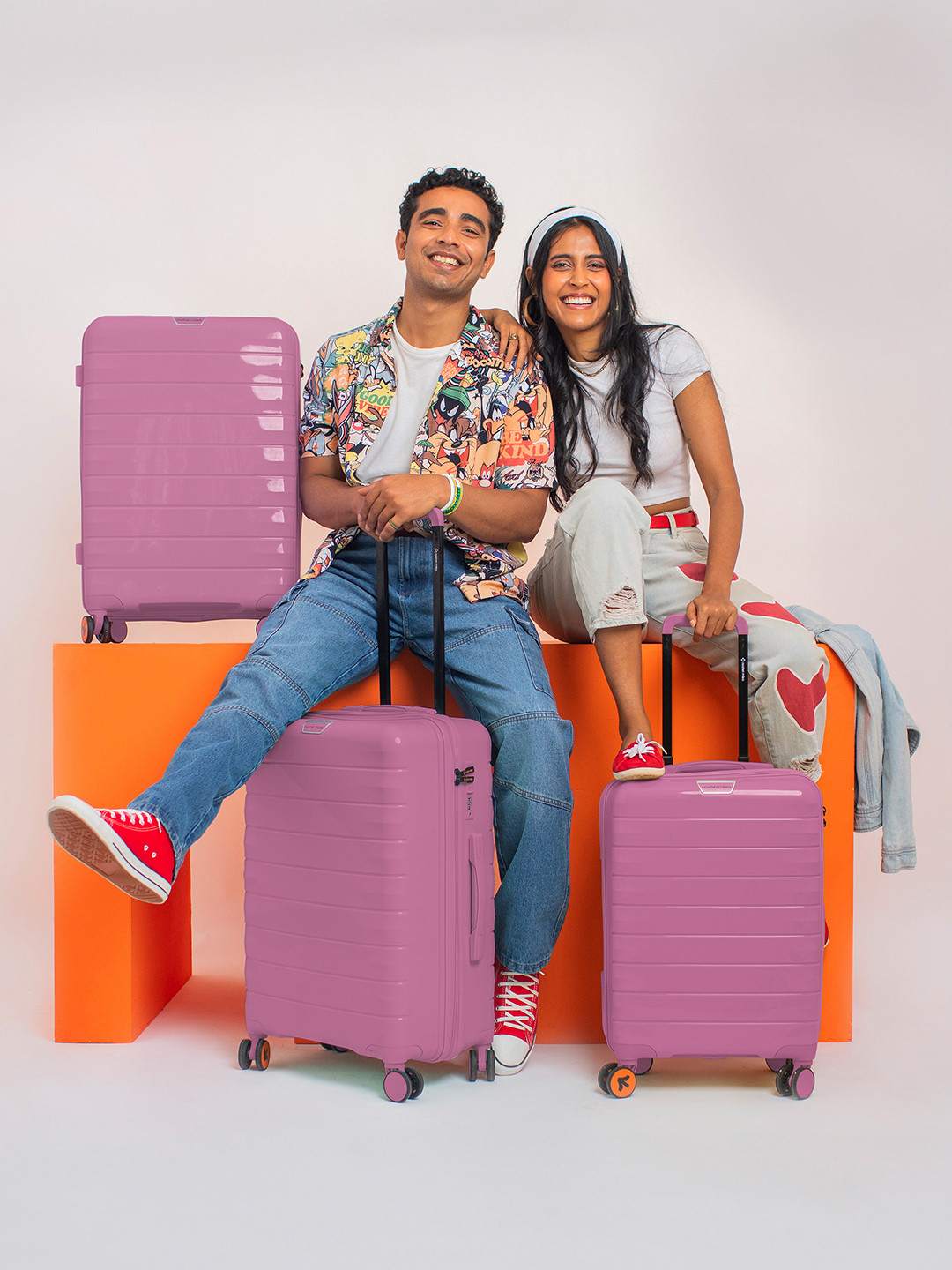 Nasher Miles Vienna Polypropylene Set of 3 S/M/L Pink Trolley Bags (55-65-75 cm)