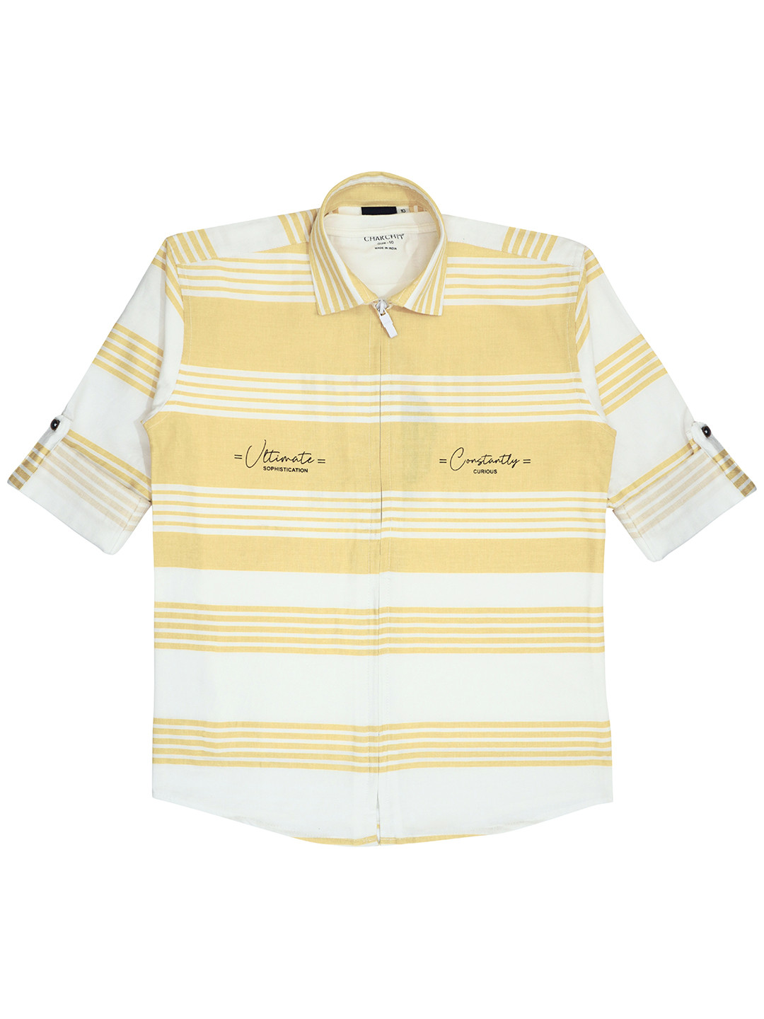 CHARCHIT Boys Comfort Horizontal Striped Pure Cotton Casual Shacket With T-shirt