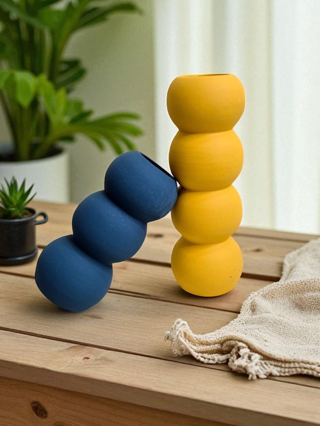 Eleven To Eleven Decor Blue & Yellow 2 Piece Ceramic Planters