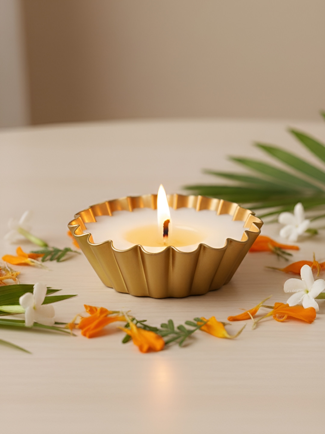 Special You White Flower Shaped Pillar Candle
