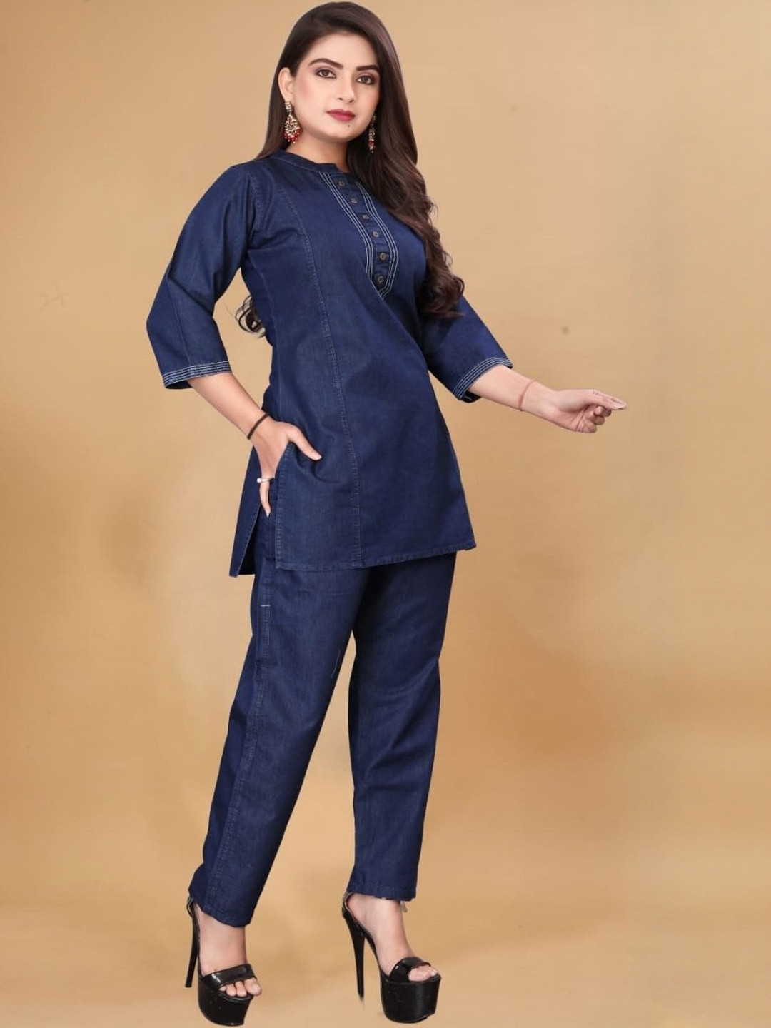 SWORNY FASHION Women Solid Kurti with Trousers