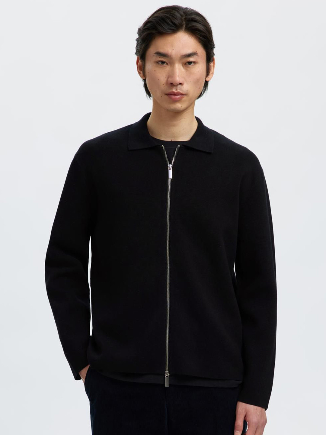 SELECTED Shirt Collar Front-Open Sweater