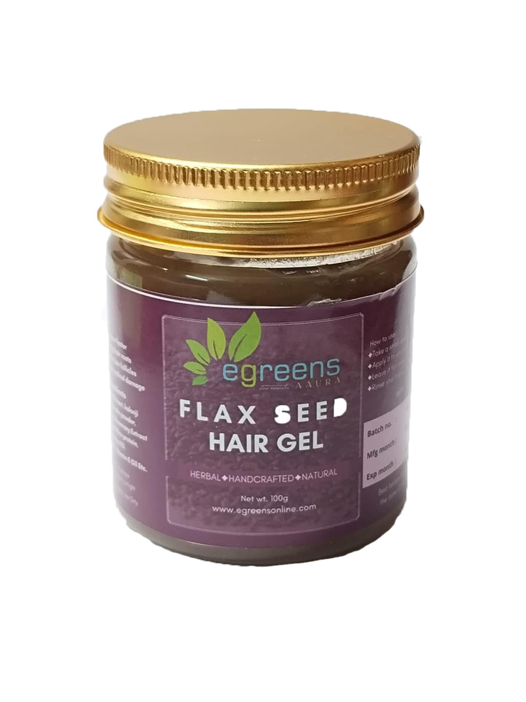 E-GREENS AAURA- glow naturally Flaxseed Hair Gel With Keratin & Vitamin E - 100 g