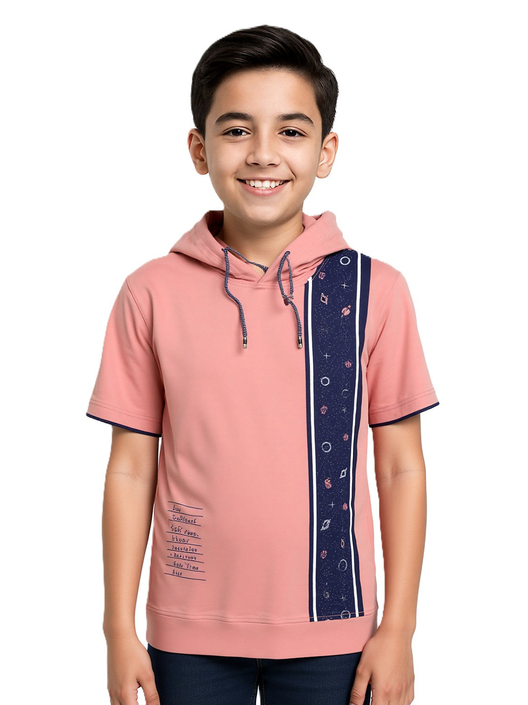 CAVIO Boys Pink & Black Printed T-shirt