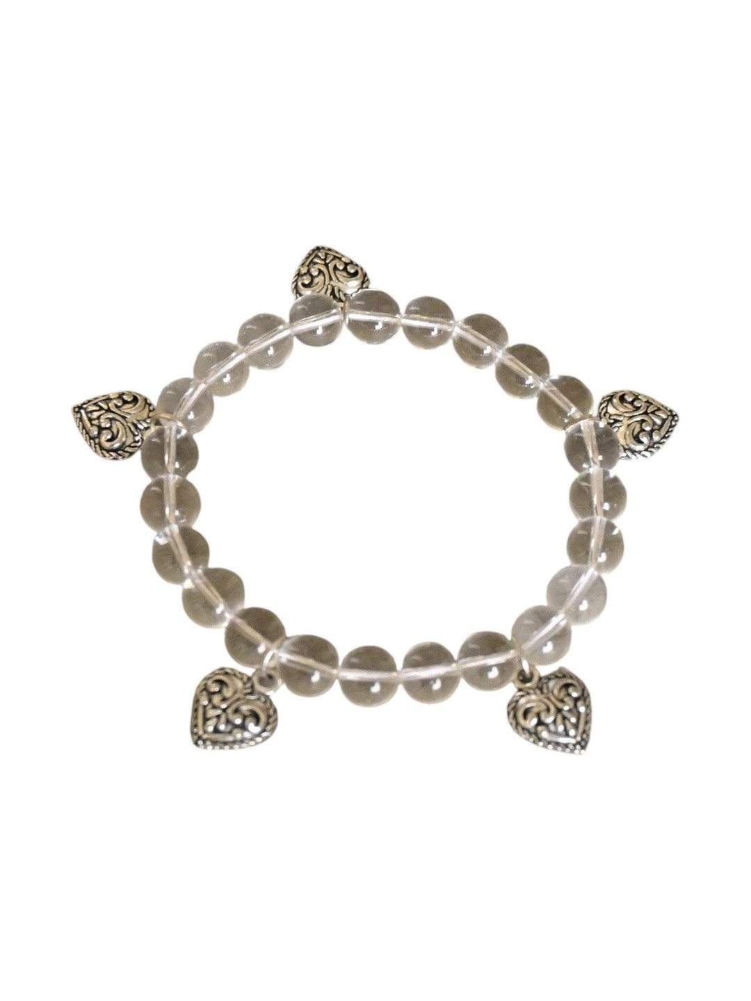 Gems Guru Unisex Cream Metal Crystals Bracelet