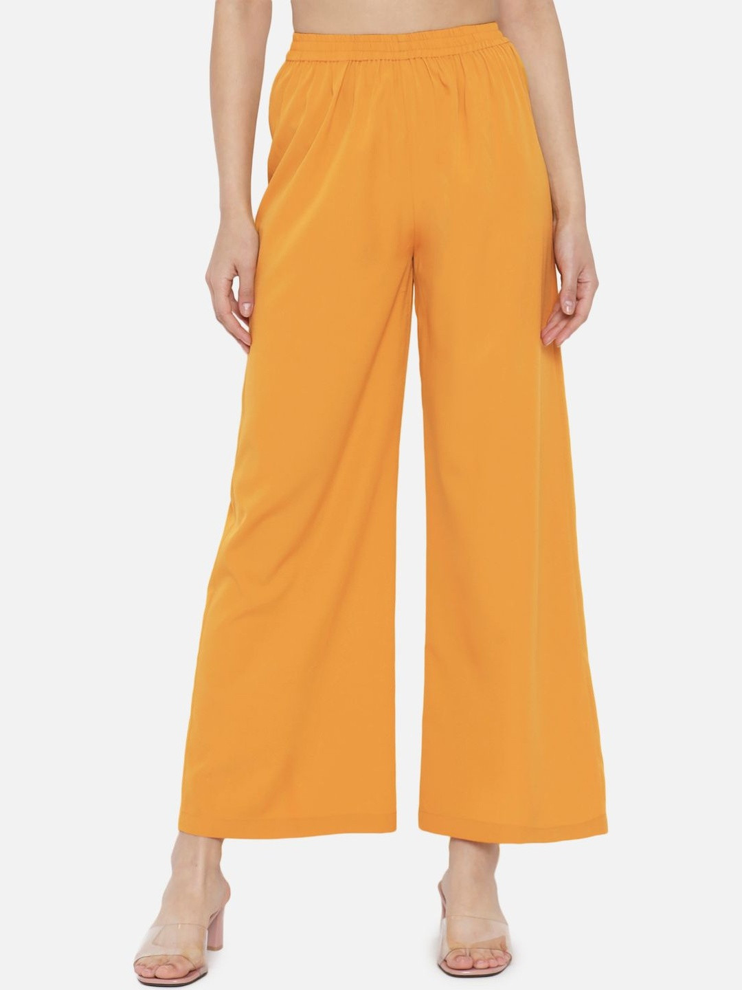 SZN Women Crepe Straight Elasticated Palazzos