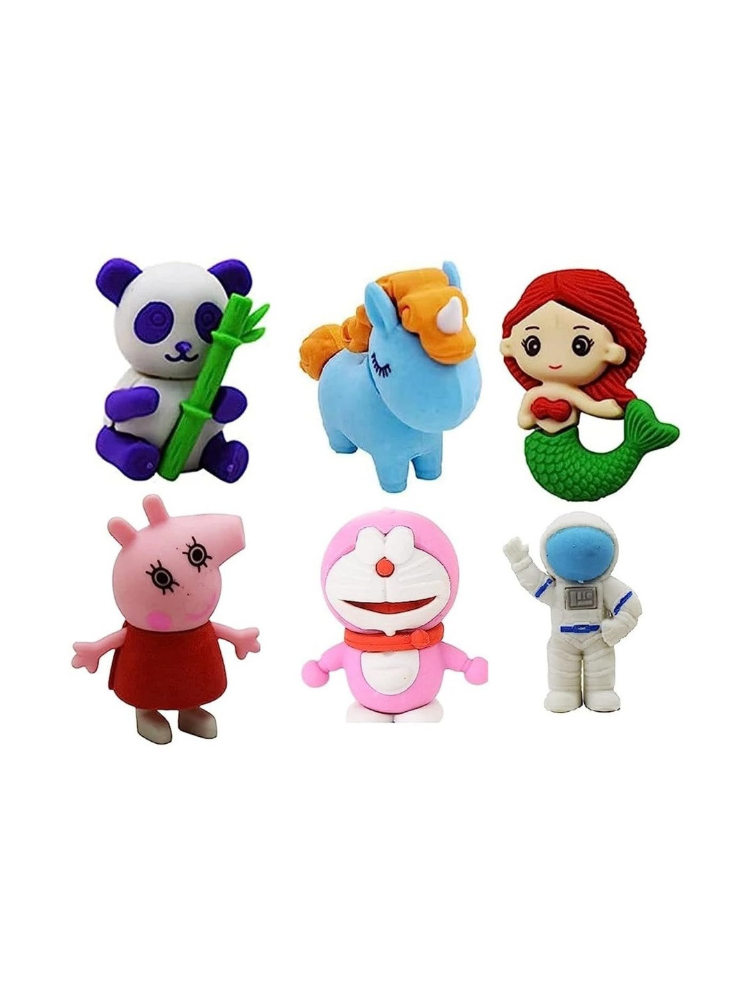 VR Creatives Kids Set of 6 Animal Cartoon Shape Erasers