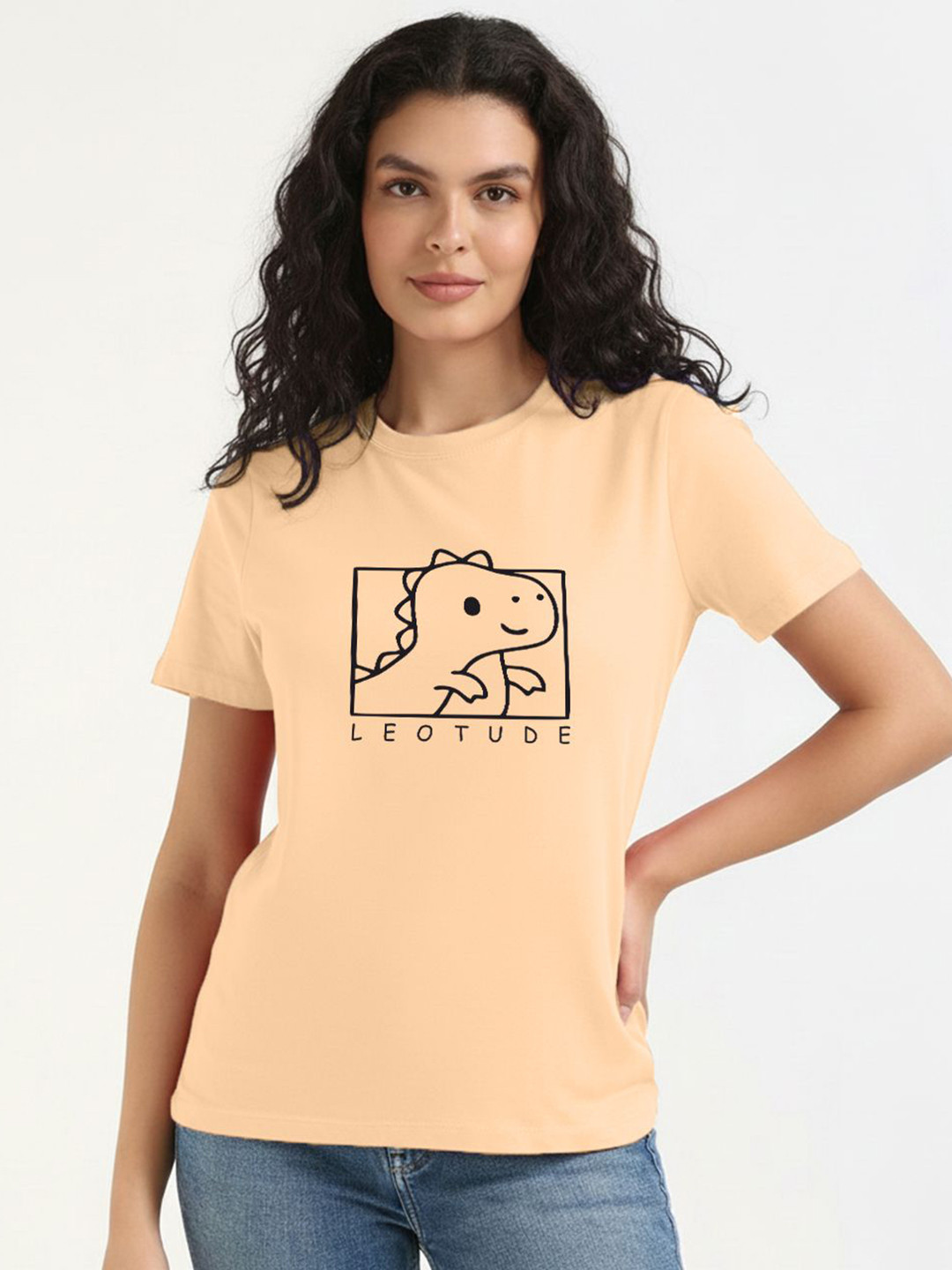 Leotude Women Graphic Printed Round Neck Cotton T-shirt