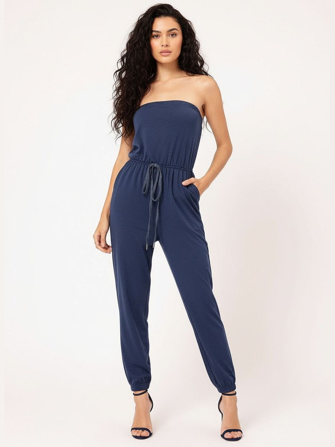 DressBerry Strapless Chic Vibes Waist Tie-Up Bandeau Jumpsuit