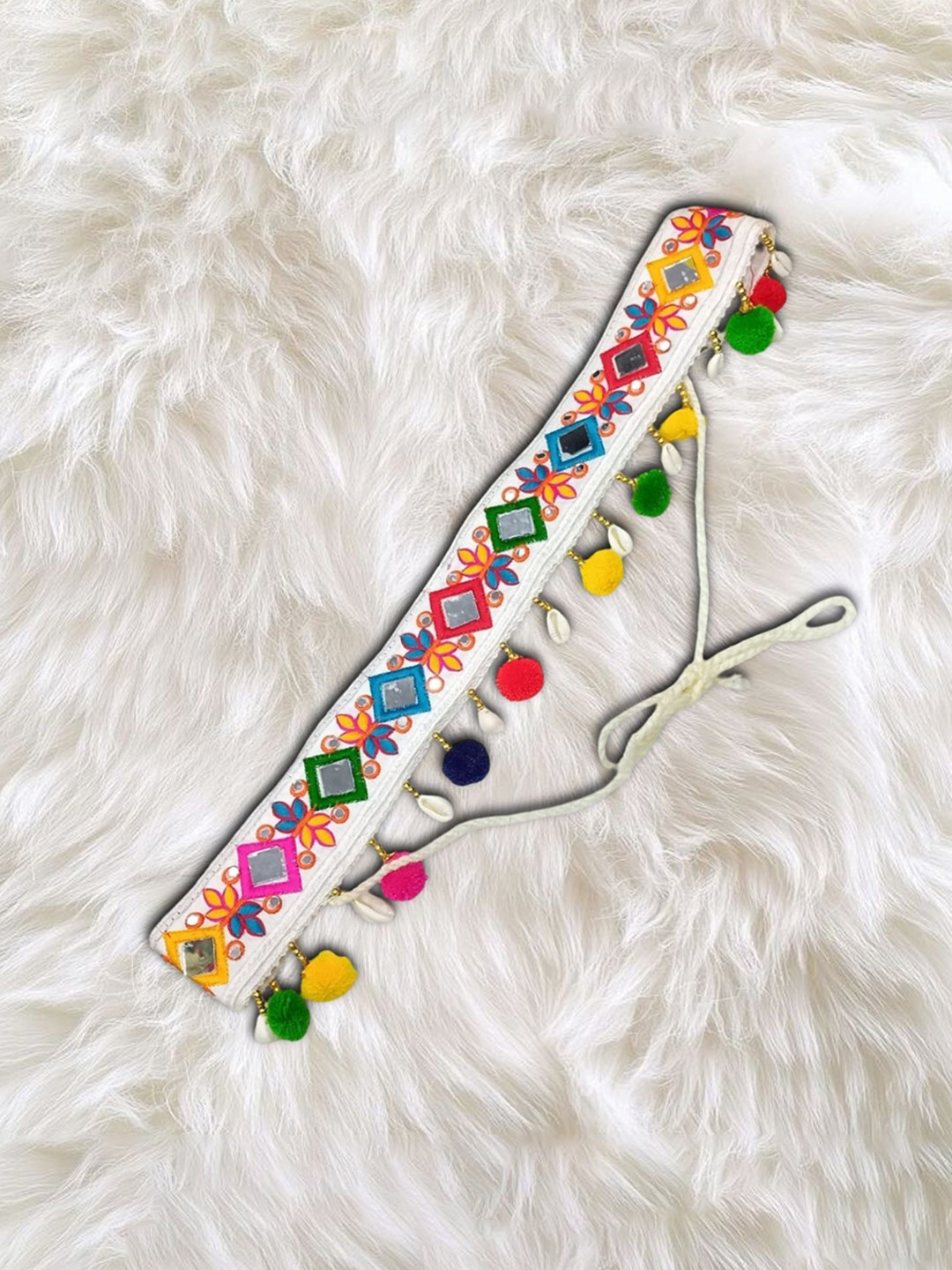 Niddleman Women Embroidered Fabric Embellished Belt