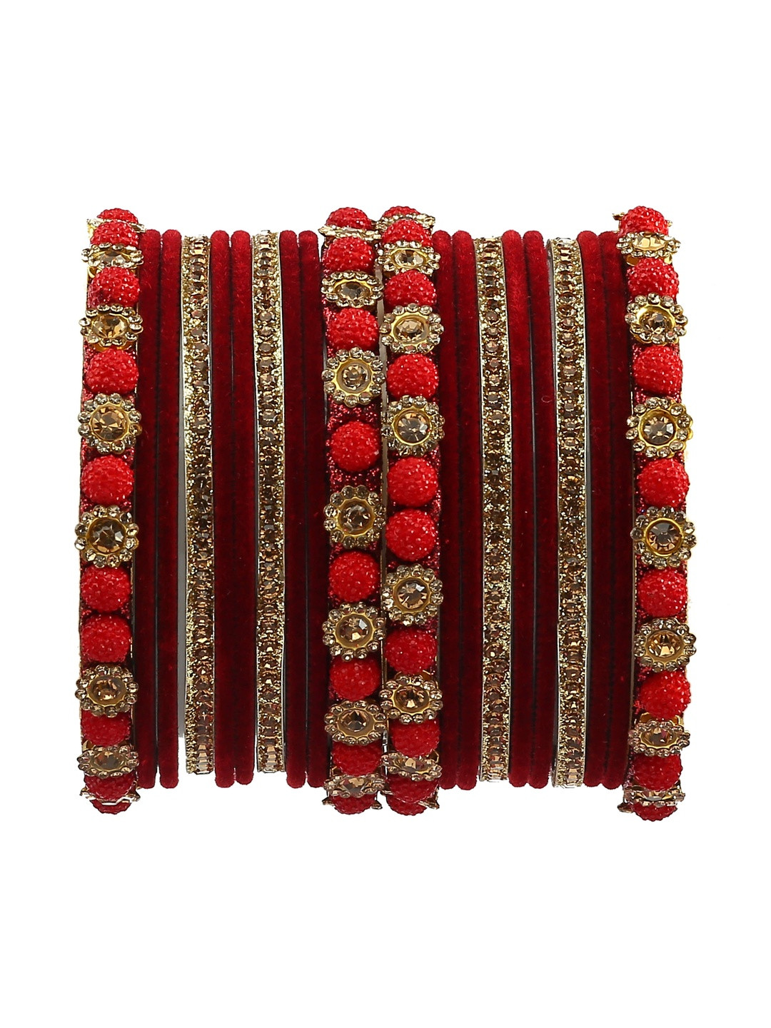 RIJOLI Women Set Of 20 Zircon Studded & Beaded Bngle