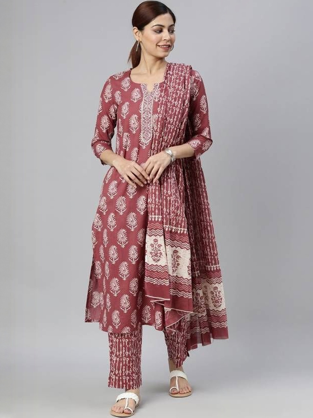RD TEXTILES Women Ethnic Motifs Printed Rayon Kurta and Palazzo with Dupatta