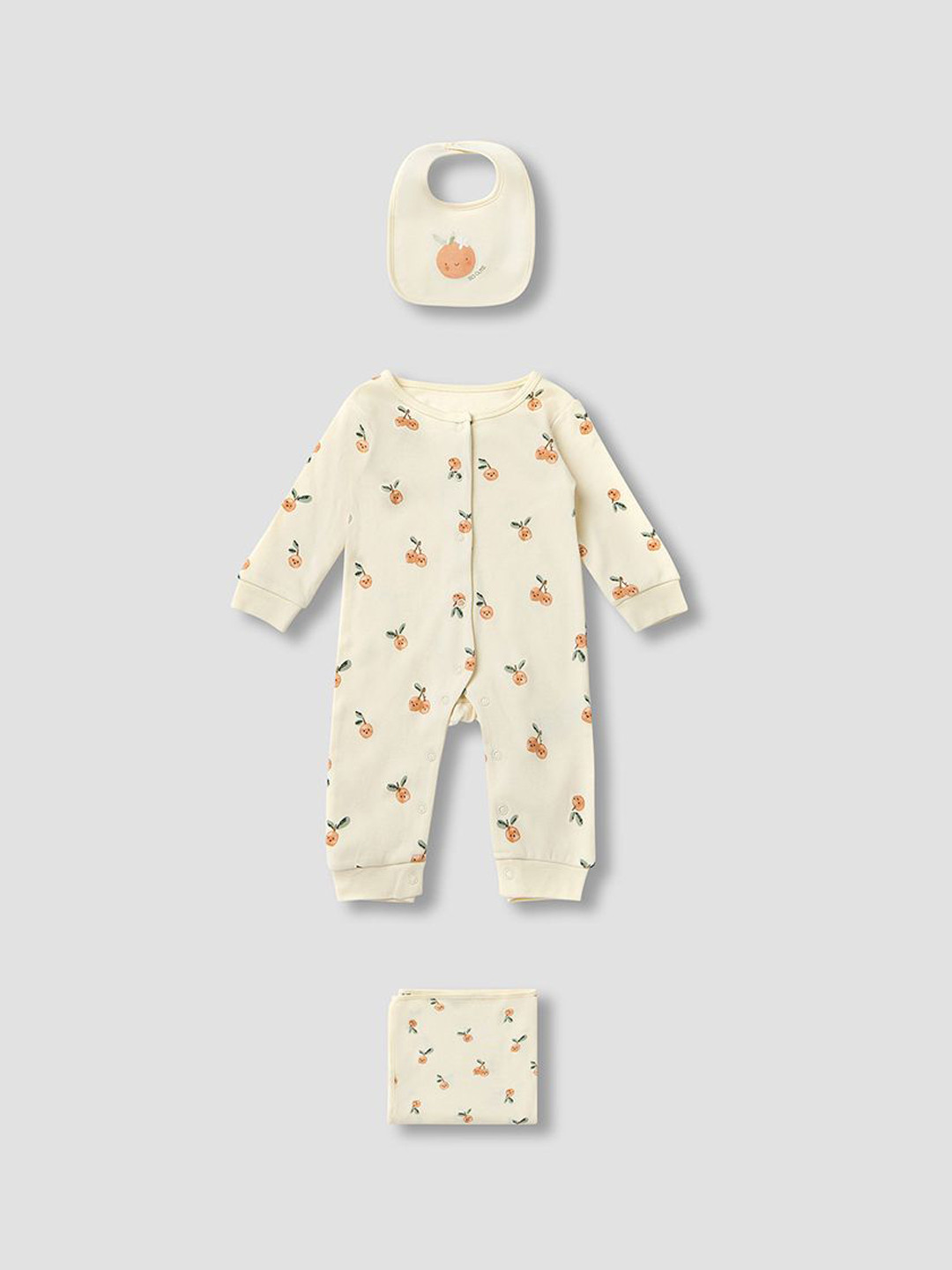 Juniors by Babyshop Set Of 3 Girls Printed Sleepsuit with Bib and Blanket Apparel Gift Set