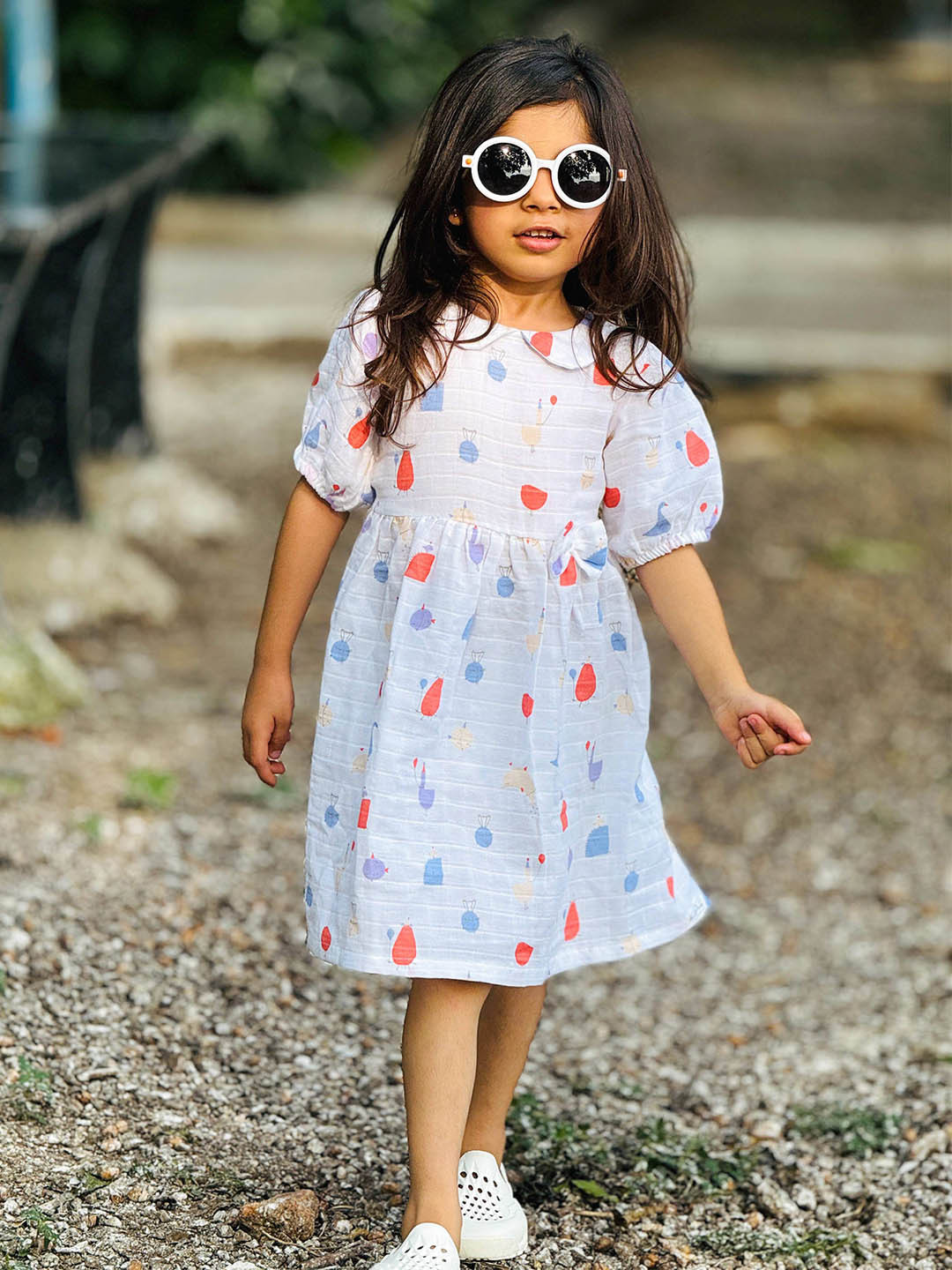 Honcho Baby Girls Printed Pure Cotton Frock With Bloomer