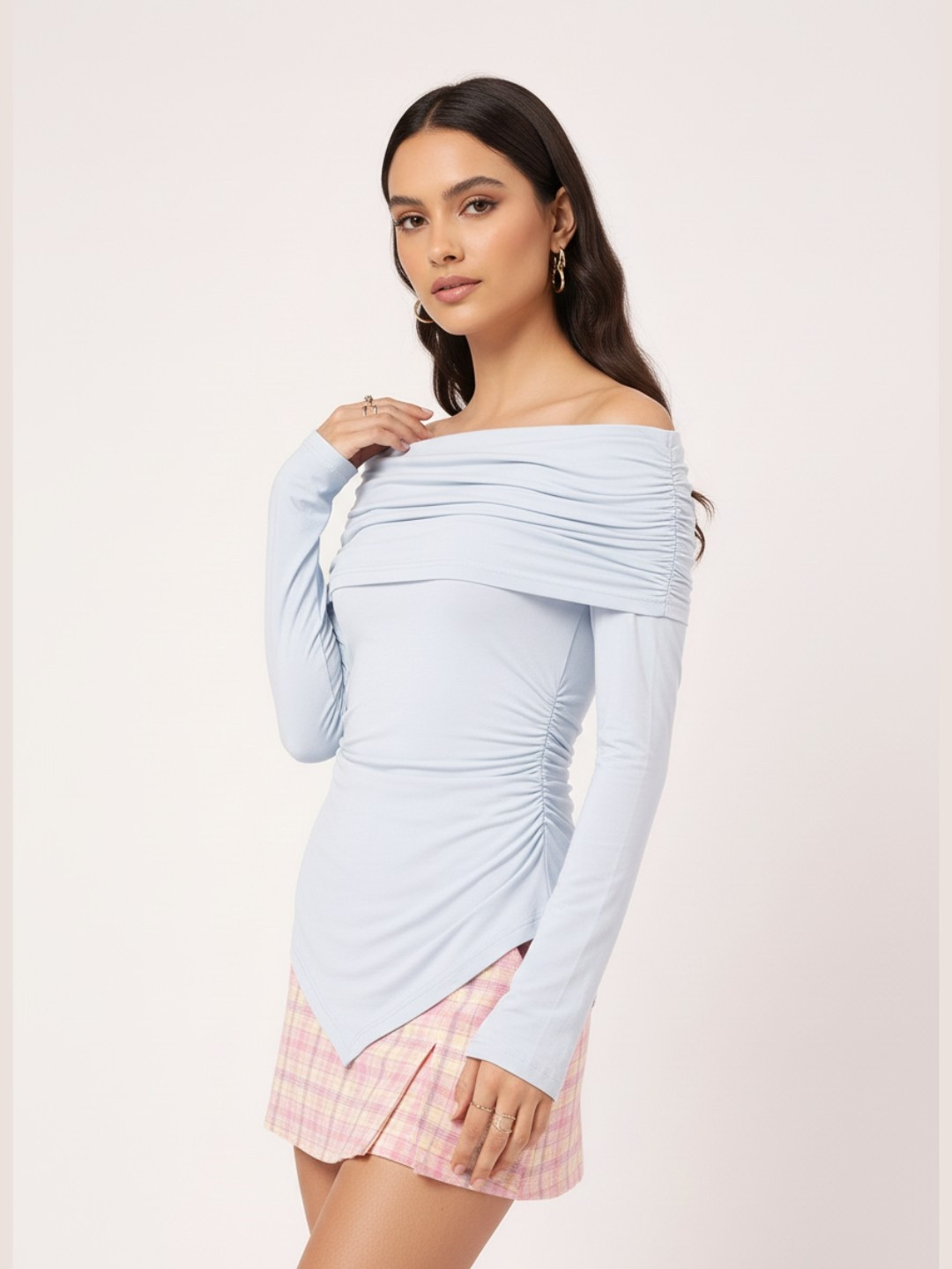 DressBerry It Girl Essential Off Shoulder Asymmetric Bardot Top
