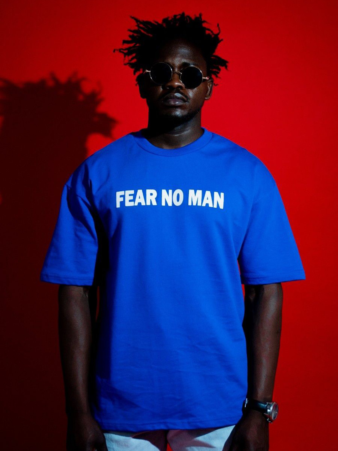 Fear No Man Men Moisture Wicking Typography Printed Round Neck Cotton Oversized T-shirt