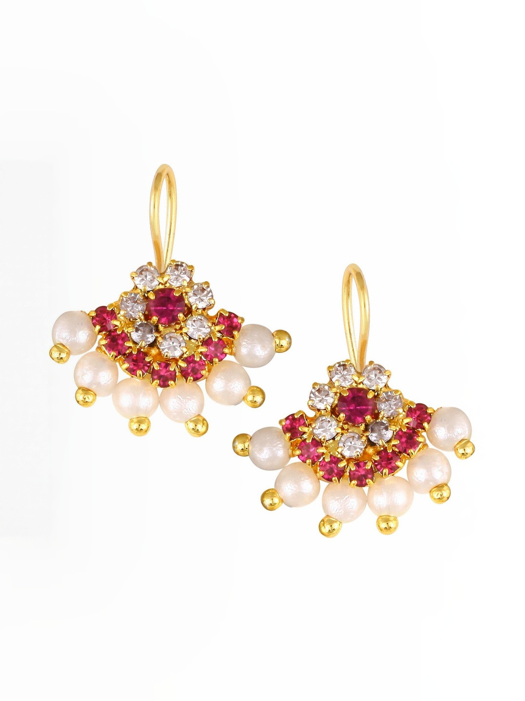 VIVASTRI Gold-Plated Artificial Stones Studded Earcuffs