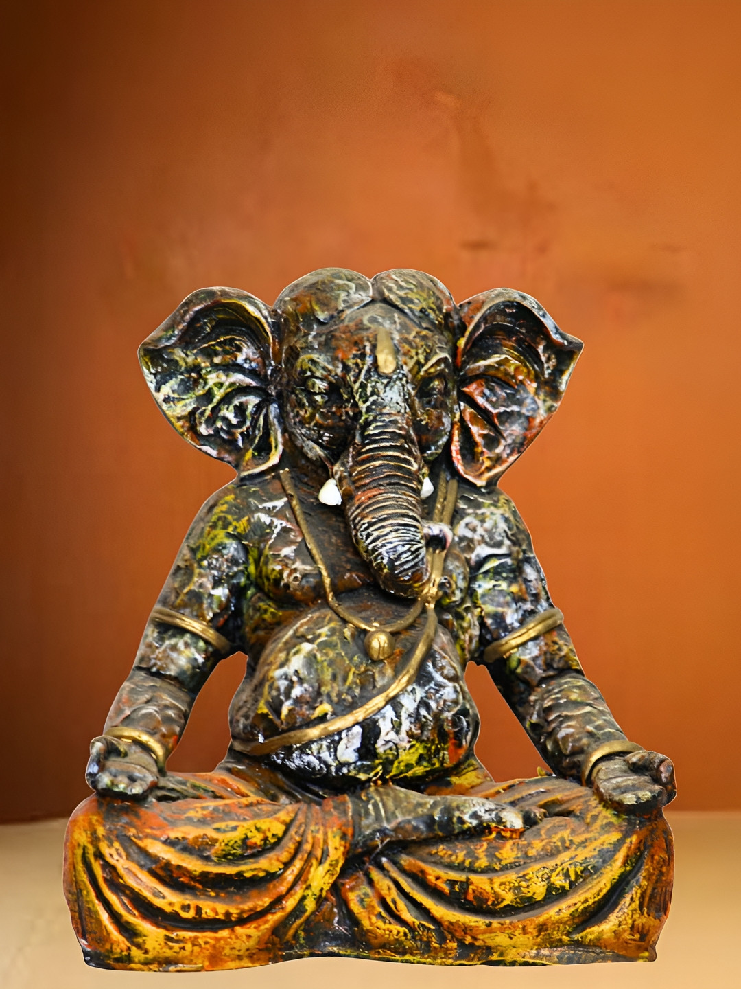 MISS PEACH Gold & Yellow Ganesh Ji Religious Idol Showpiece