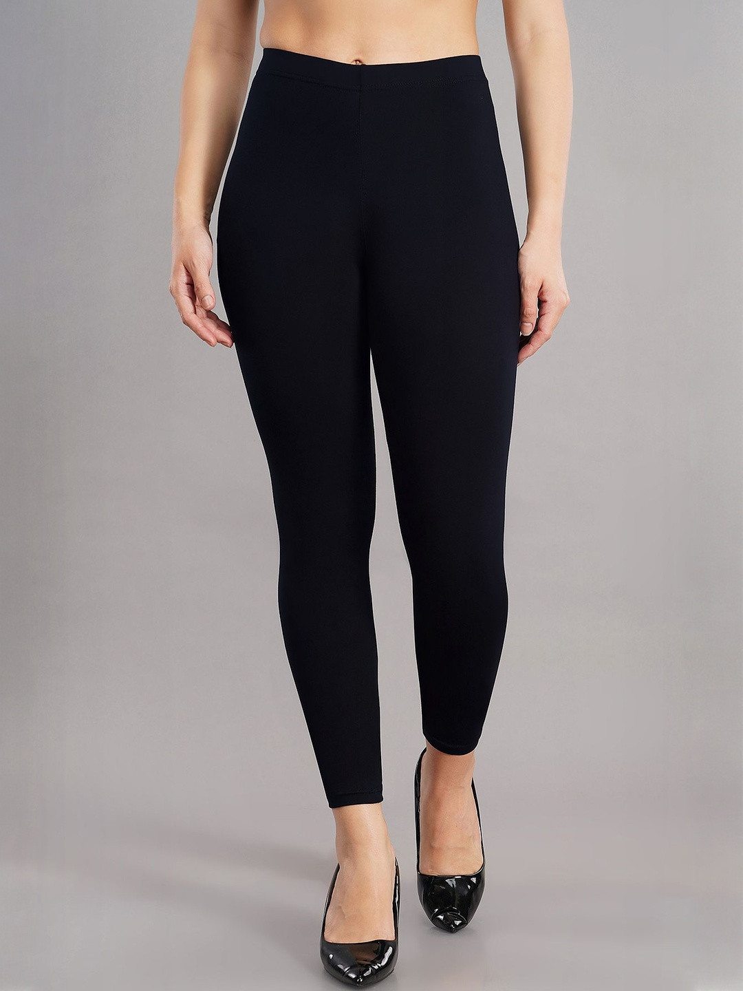 Shsuvia Women Solid Skinny Fit High Ankle Cropped Leggings