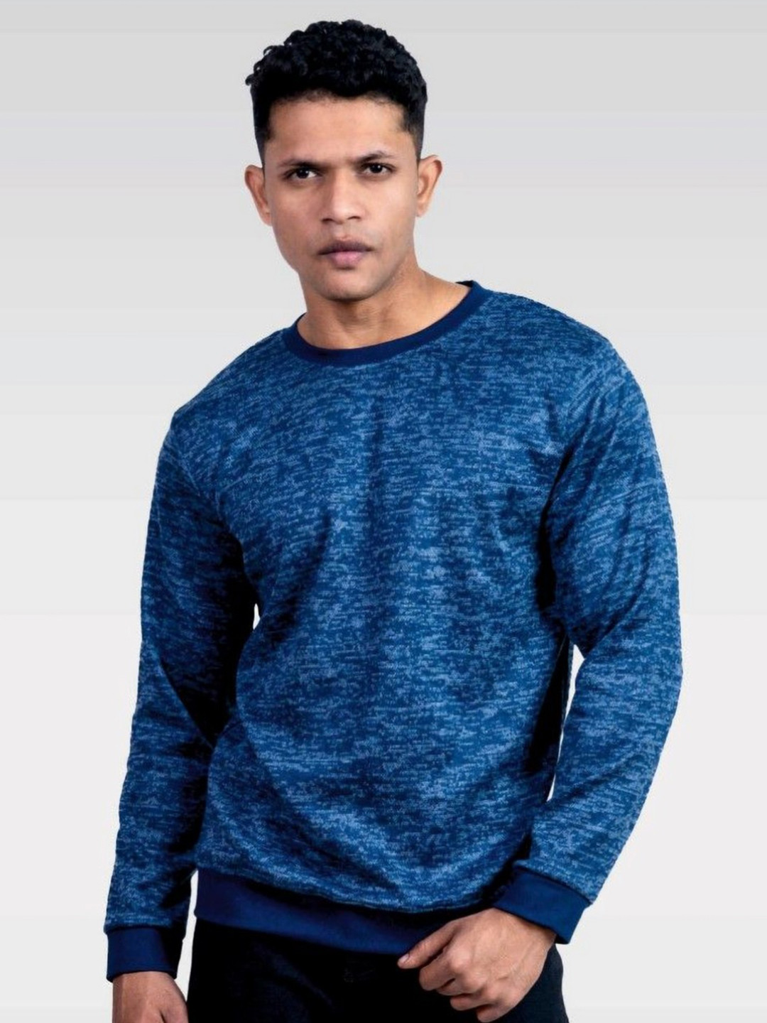 LYNX Men Blue Cotton Full Sleeve T-shirt
