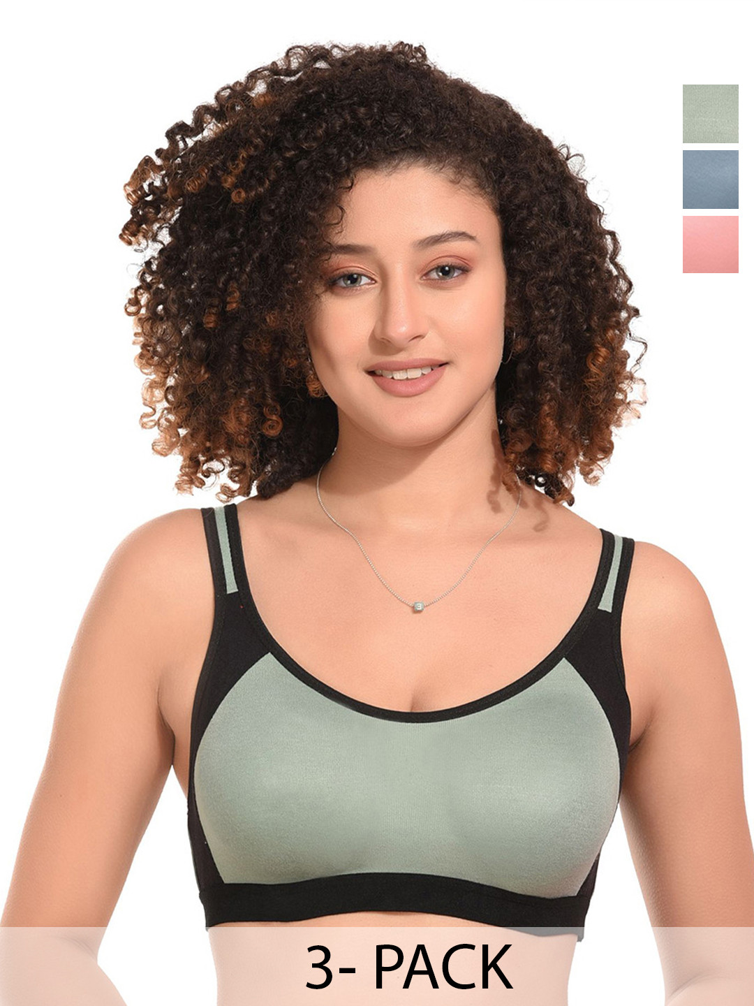 Kinza soft. Pack of 3 Colourblocked Full Coverage Non Padded Underwired Everyday  Bra
