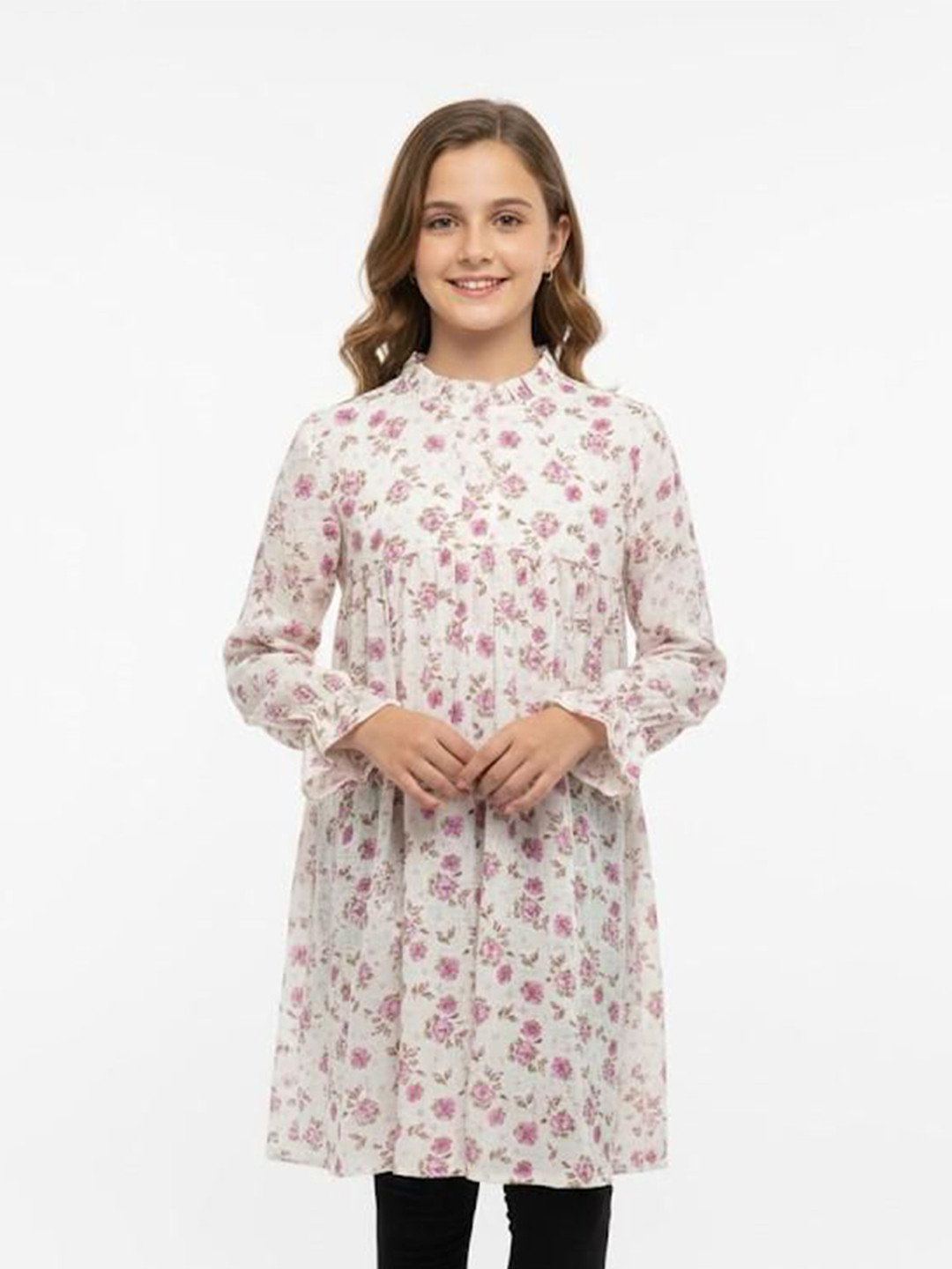 Galad Girls Floral Printed Bell Sleeve A-Line Midi Dress