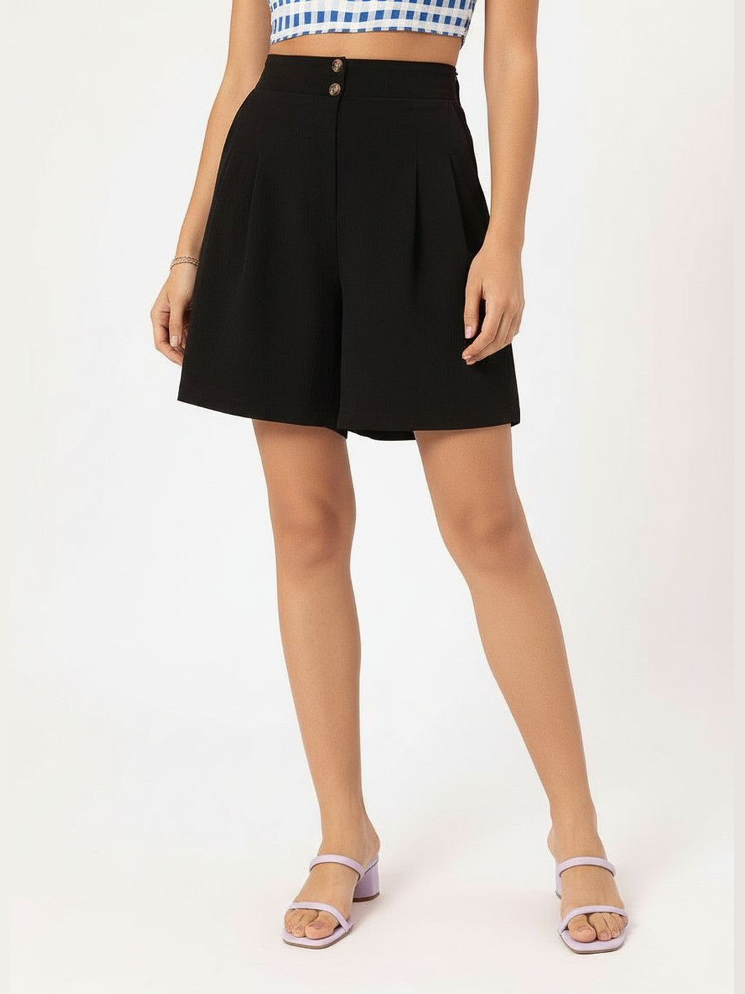 DressBerry Women K-Style Textured Hot Shorts