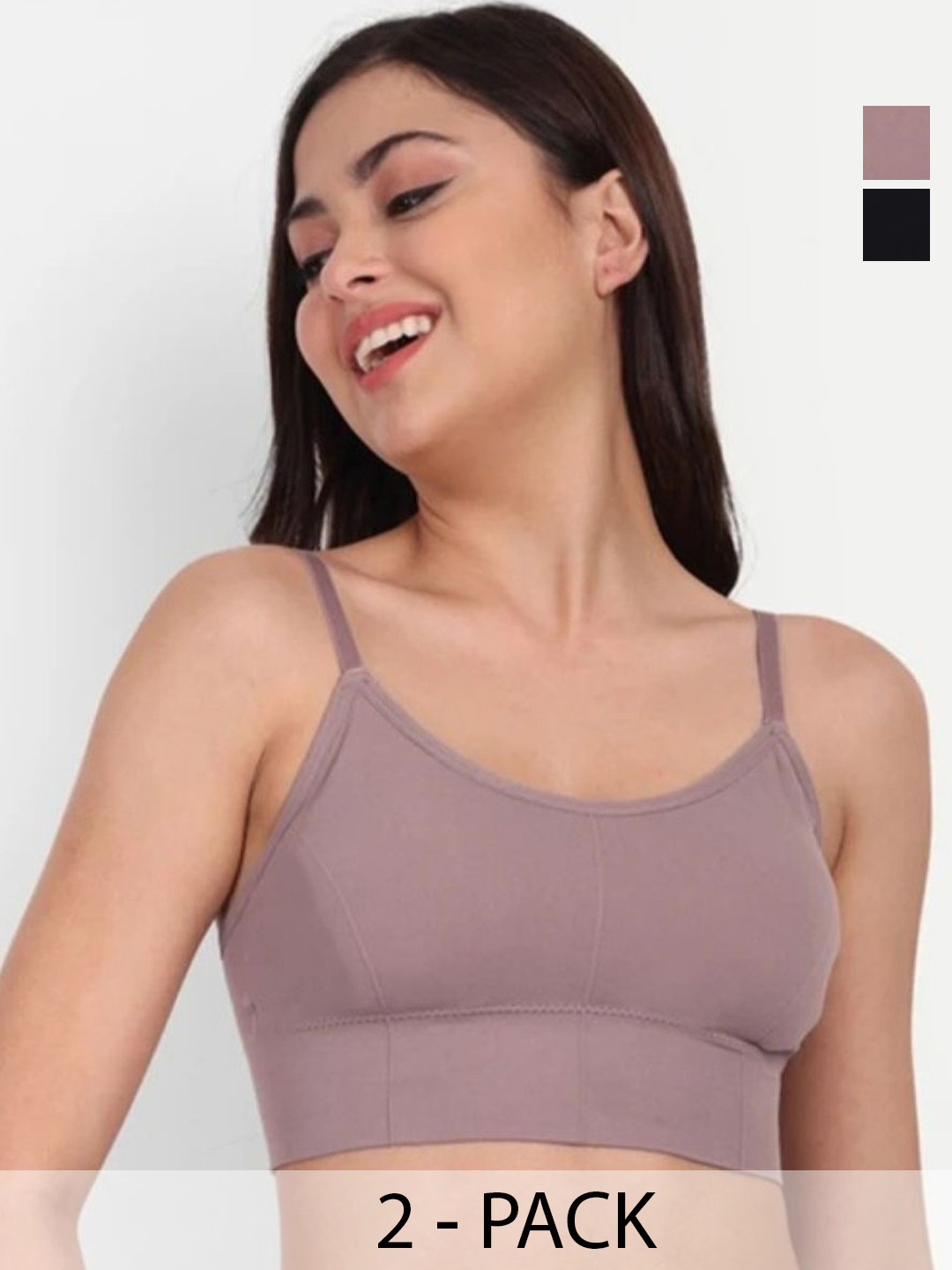 MS.TRADERS.786 Pack of 2 Women's Solid Full Coverage Lightly Padded Bra