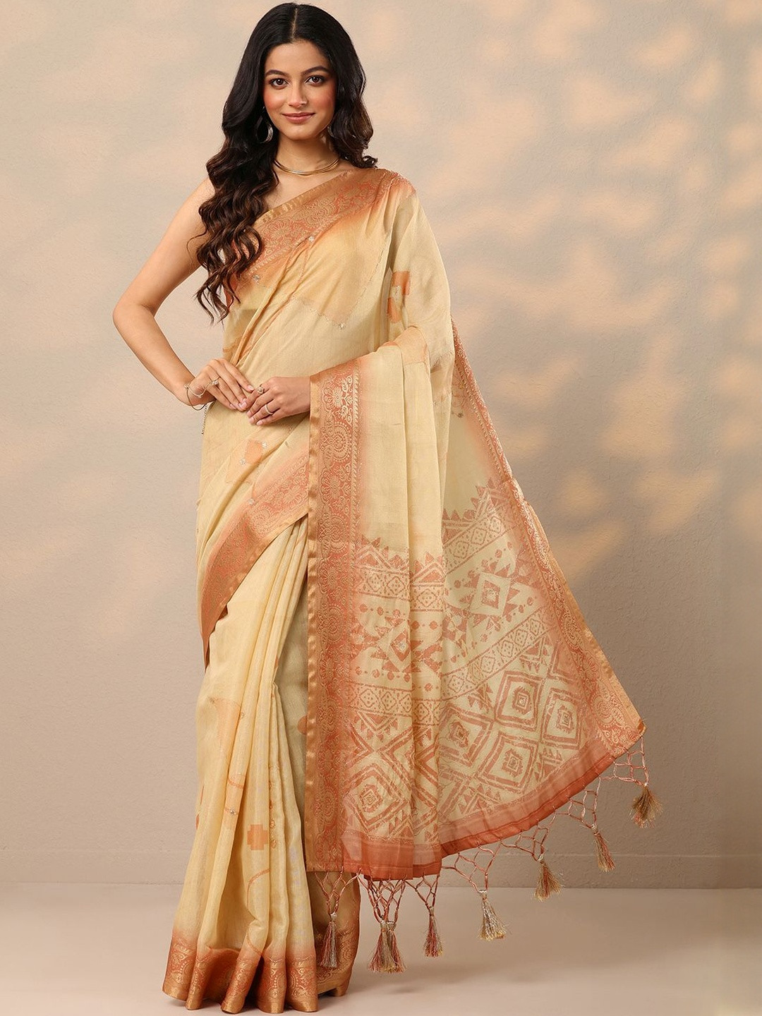Libas Woven Design Zari Saree Wth Blouse Piece