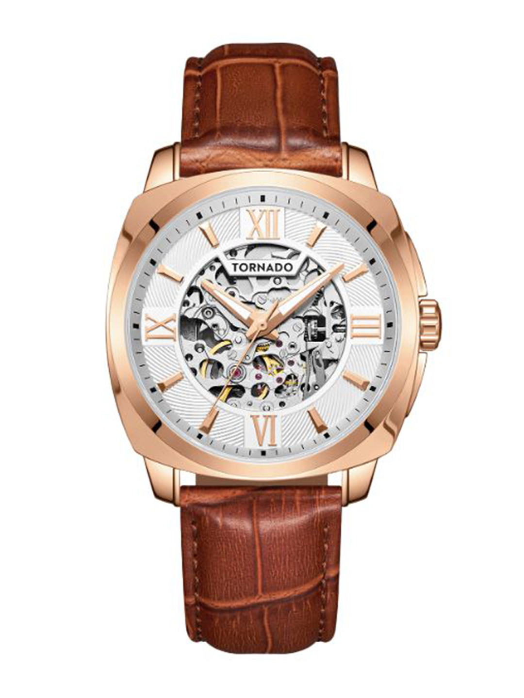 TORNADO Men Skeleton Dial & Stainless Steel Straps Analogue Automatic Watch T7316-RLDW