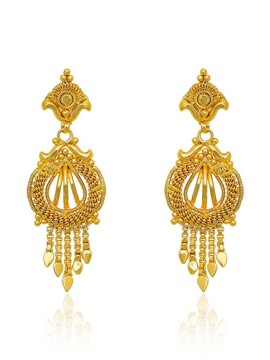 Raj And Deb Women Gold-Plated Circular Post and Back Drop Earrings
