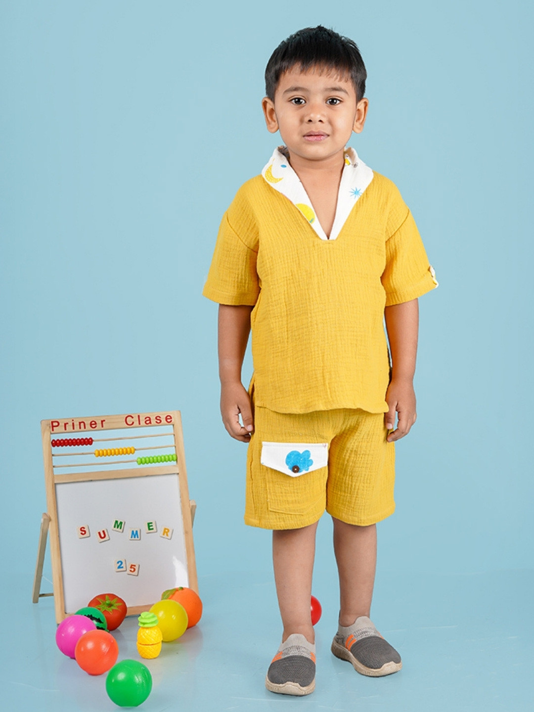 LOYZO-LOYAL TO JOY Boys Pure Cotton T-shirt With Shorts