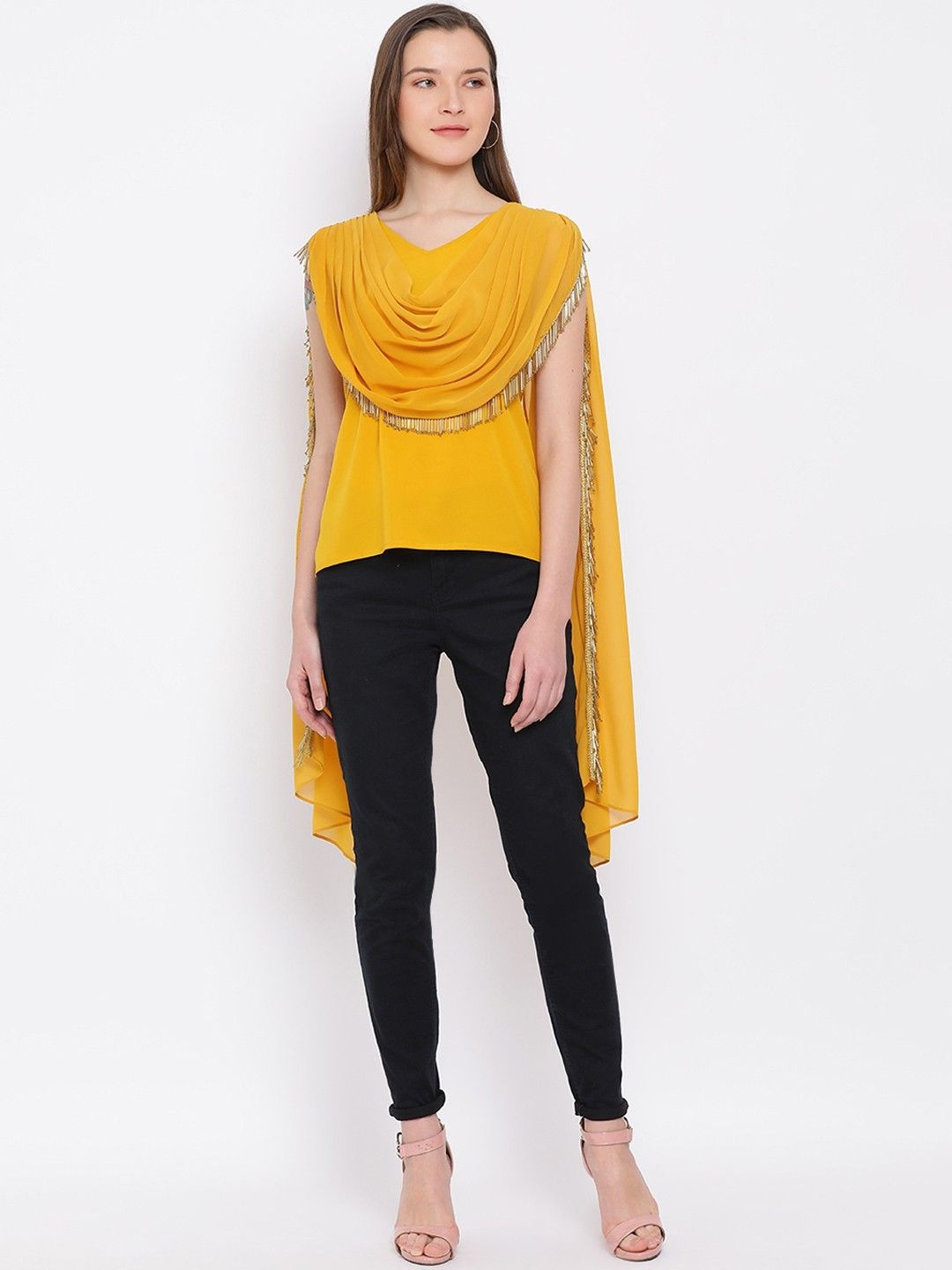SZN Women Cowl Neck Crepe Top