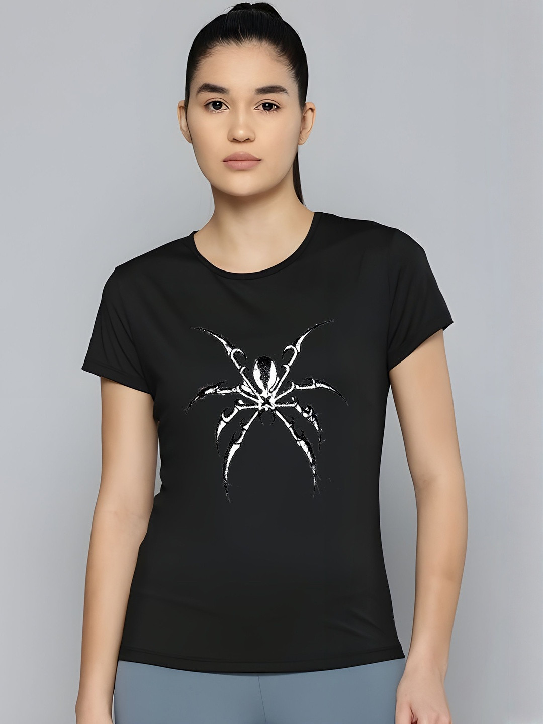 SZN Spider Graphic Printed Round Neck Short Sleeves Sports T-shirt