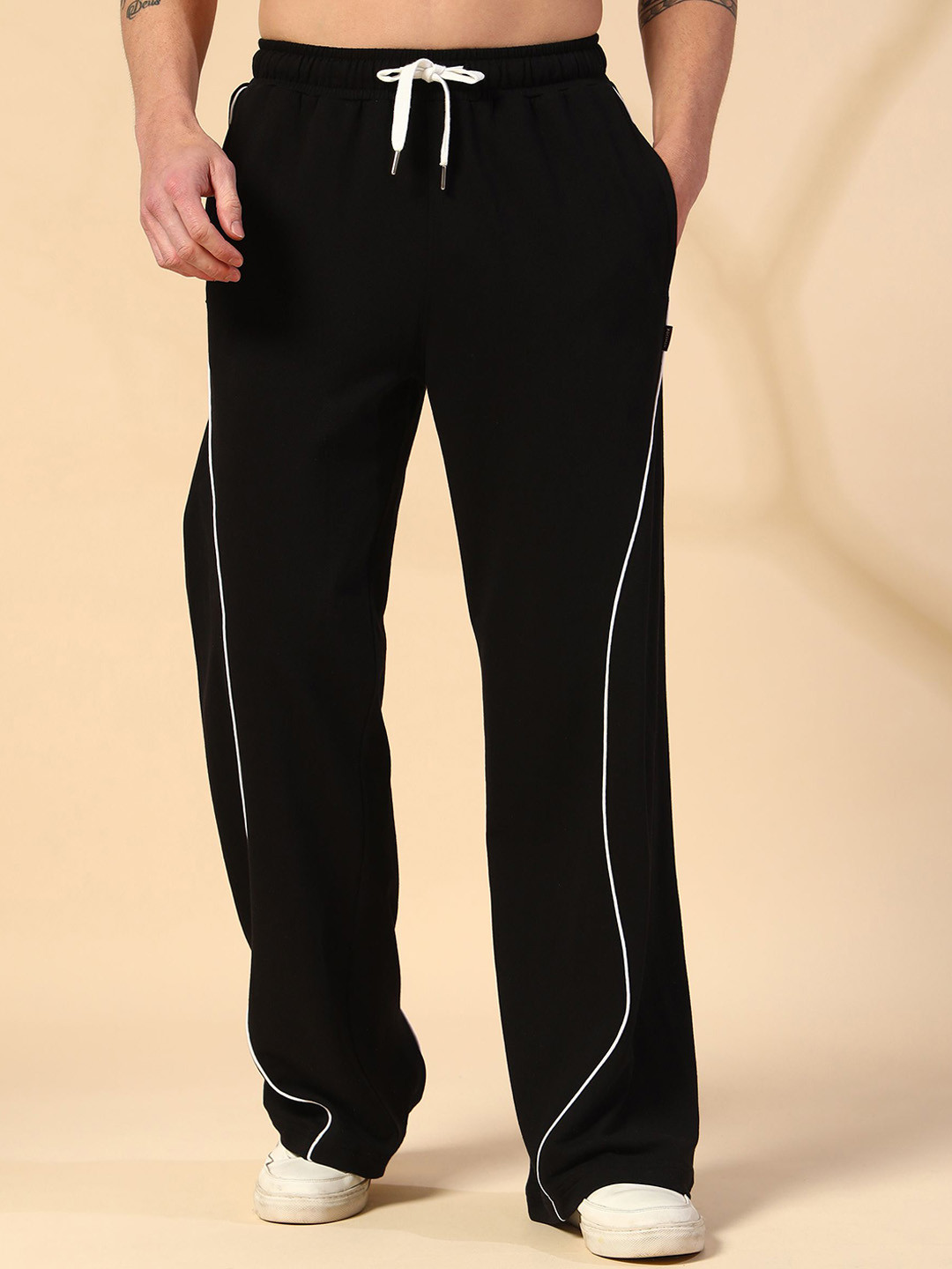 PockMAN Men Relaxed Fit Wide-Leg Regular Track Pants