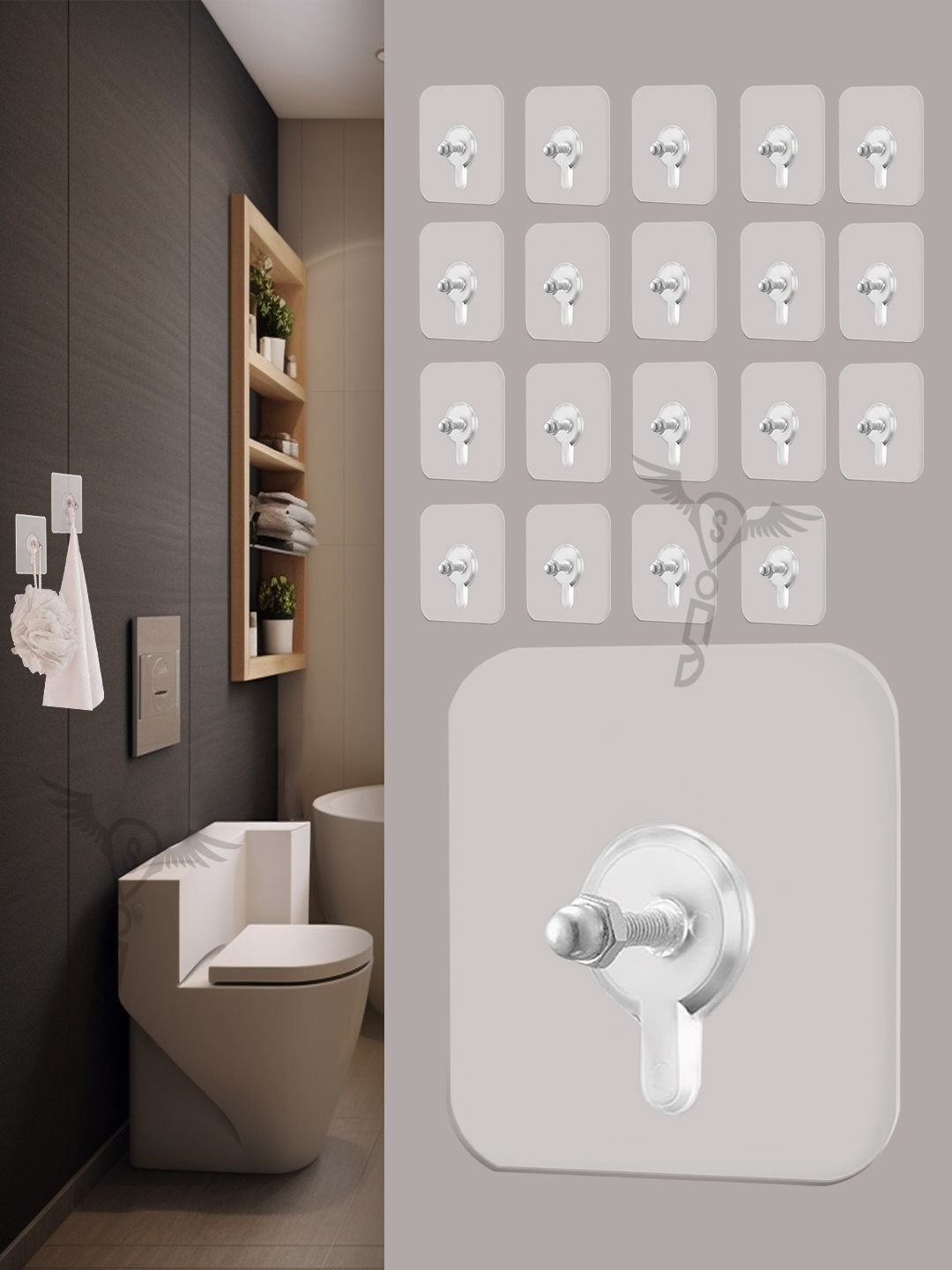 SITTELLA  Pack of 20 Pieces Stainless Steel Hooks and Holders