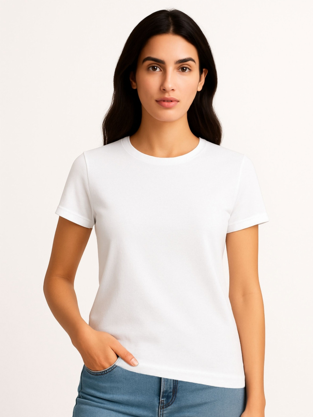 inner element Women Solid Round Neck Cotton T-shirt