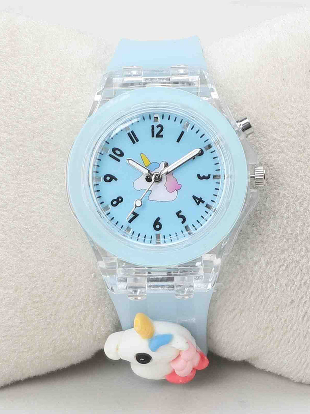 KIDSUN Kids Round Dial & Seven Light Redium Strap Analogue Watch 7020_BLUE_BLUE