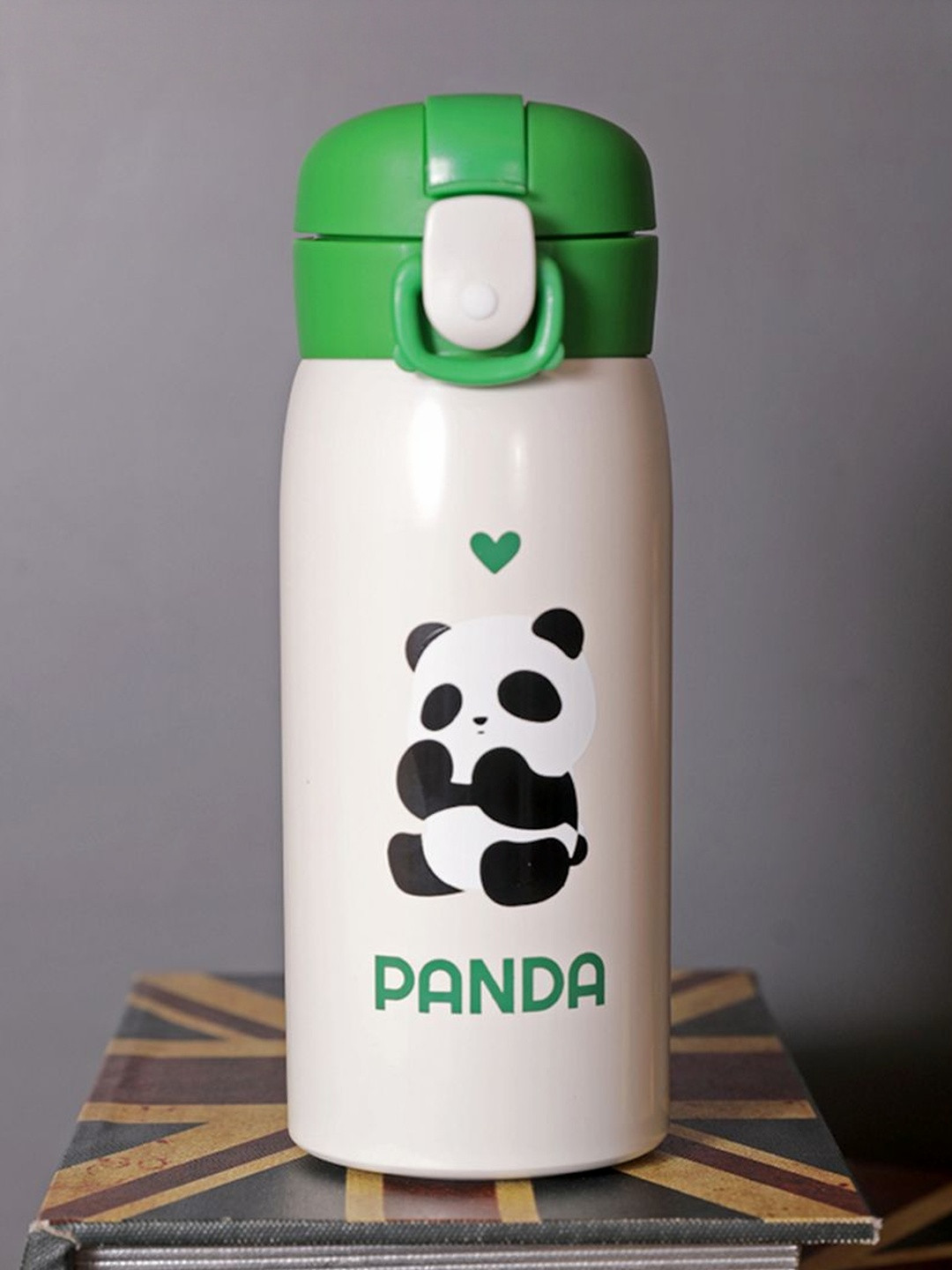 AARVI DECOR STUDIO Green Typography Printed Stainless Steel Airtight Water Bottle-350 ml