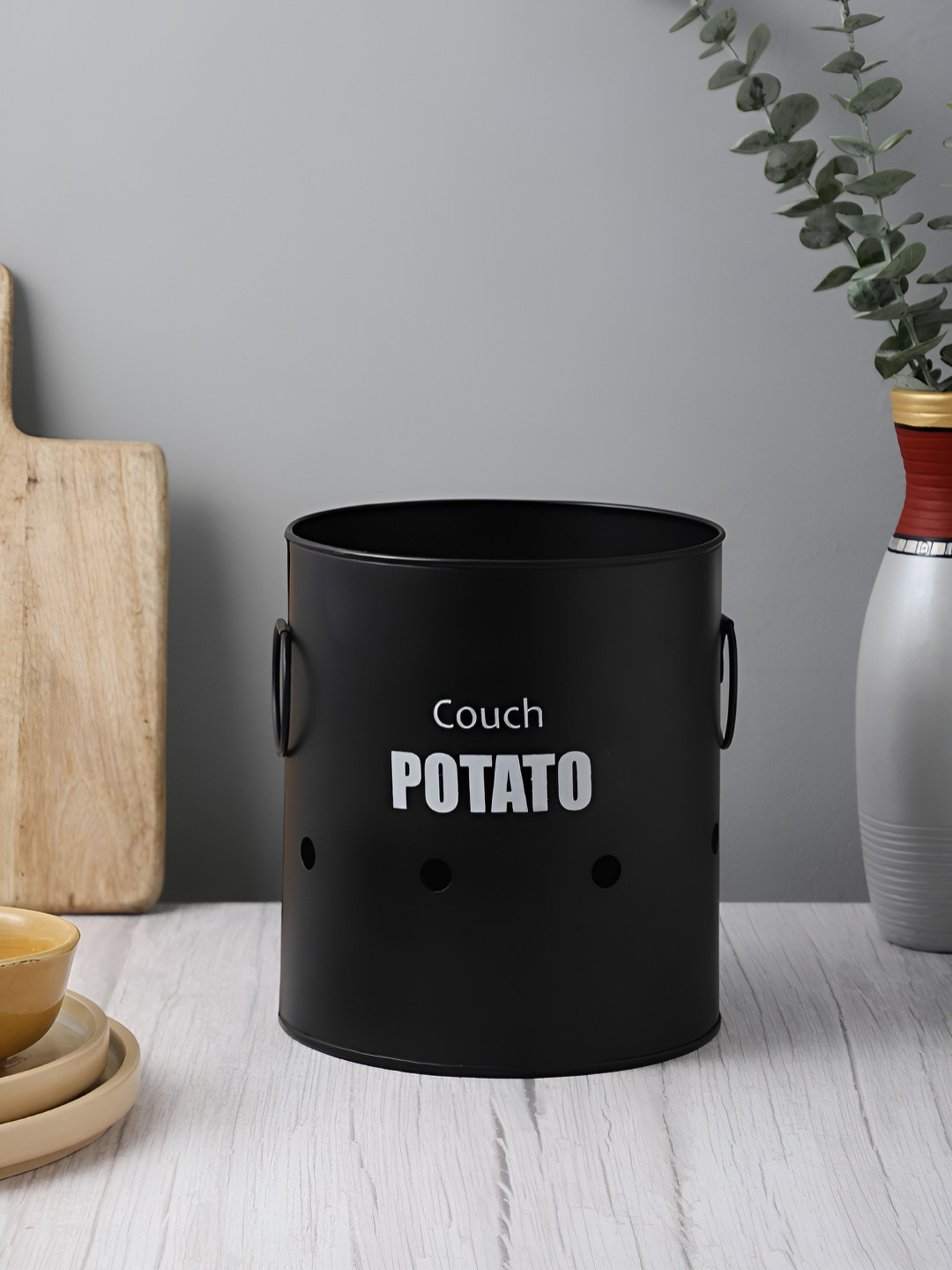 VarEesha Typography Printed Black 2025 Metal Air Tight Canister Container